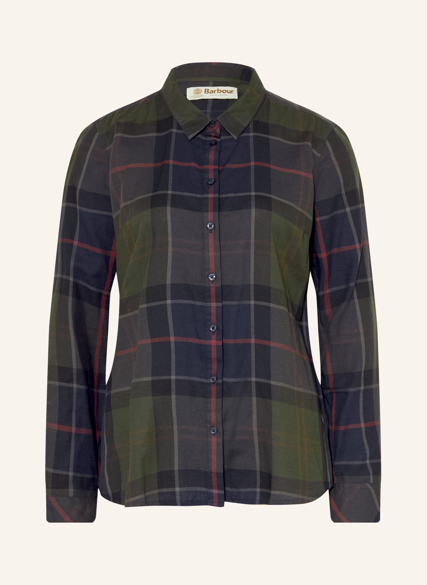 Barbour Hemdbluse BREDON: KHAKI / ROT / DUNKELBLAU