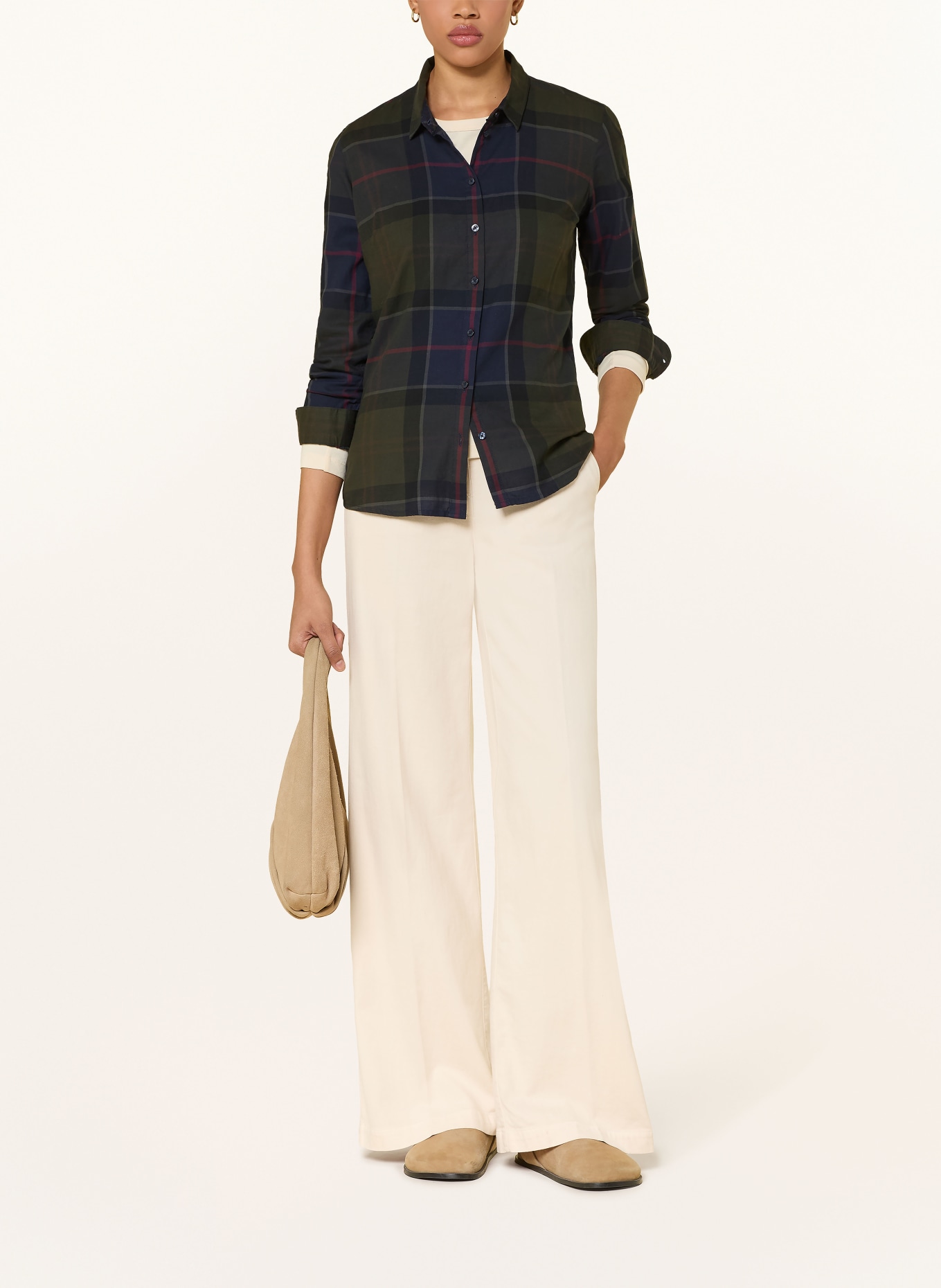 Barbour Hemdbluse BREDON: KHAKI / ROT / DUNKELBLAU