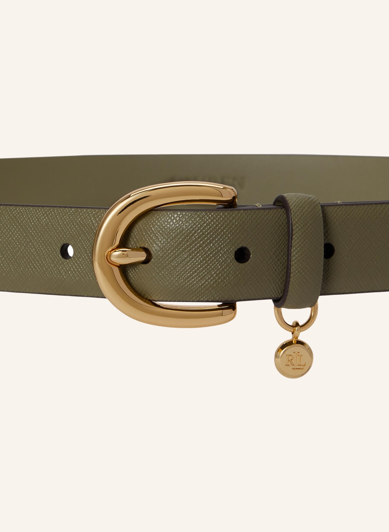 LAUREN RALPH LAUREN Læderbælter: KHAKI / GULD
