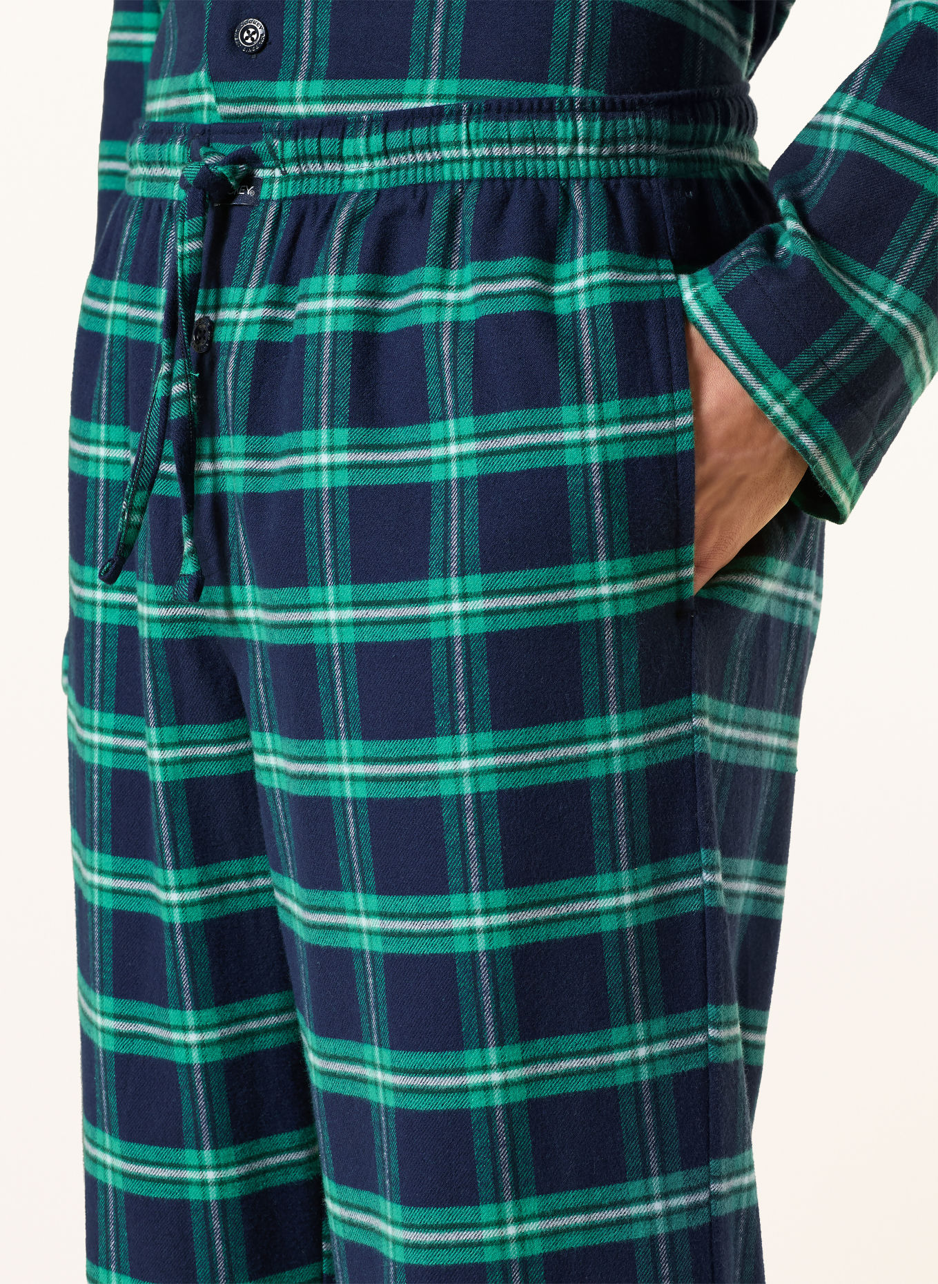 JOCKEY Everyday pyjamas i flannel: MØRKEBLÅ / GRØN / HVID