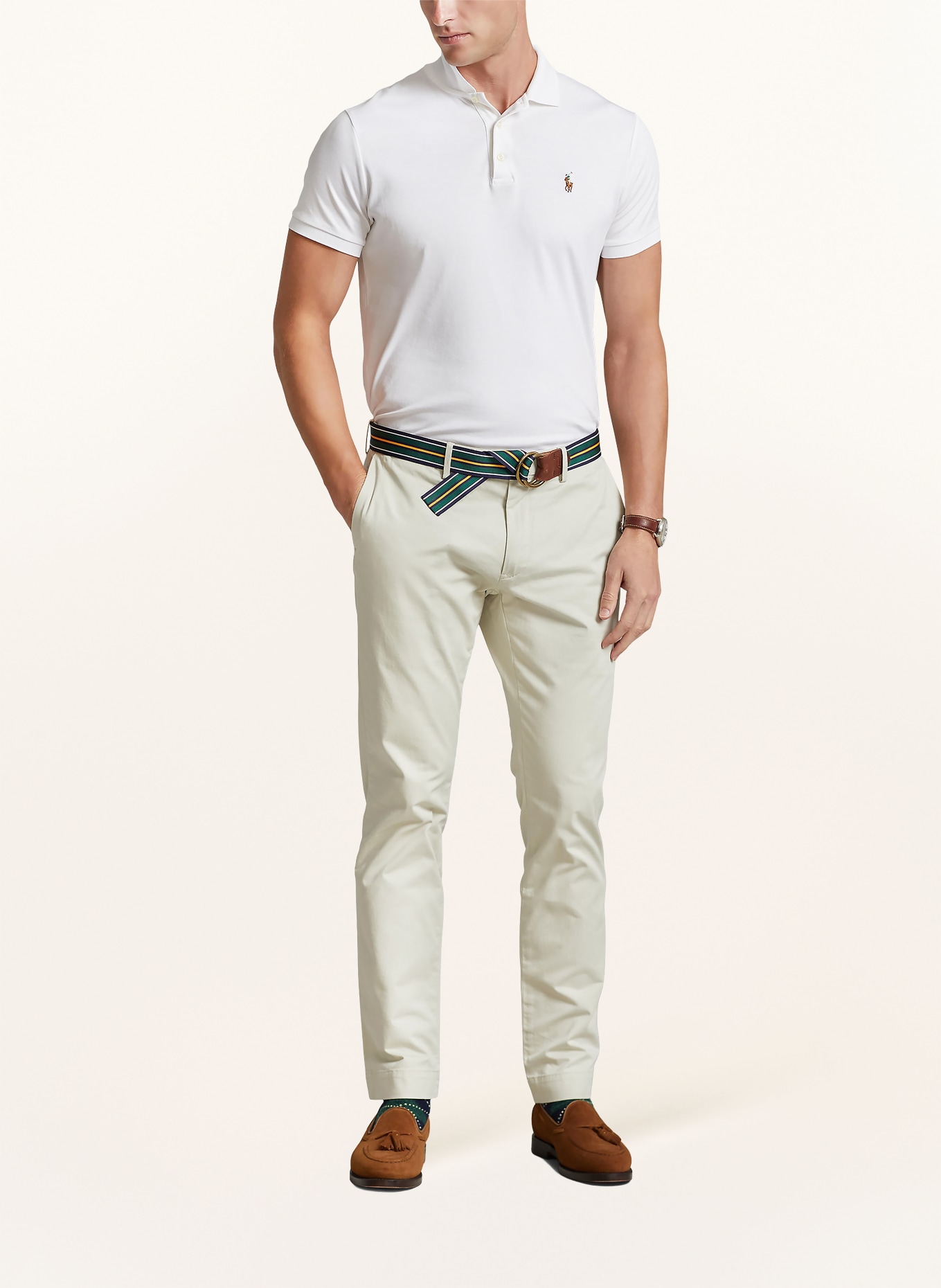 POLO RALPH LAUREN Jersey-Poloshirt Custom Slim Fit: WEISS