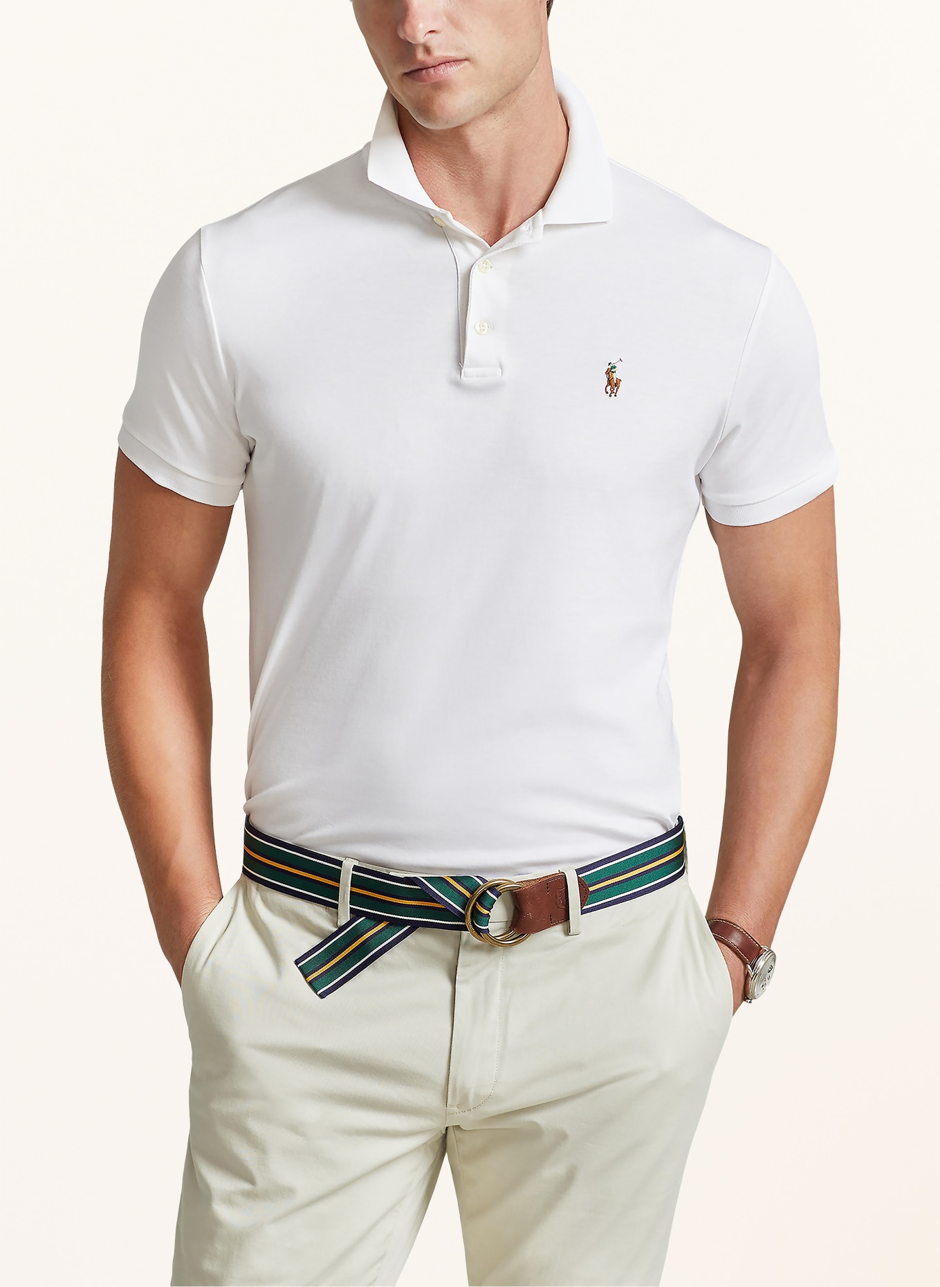 POLO RALPH LAUREN Jersey-Poloshirt Custom Slim Fit: WEISS