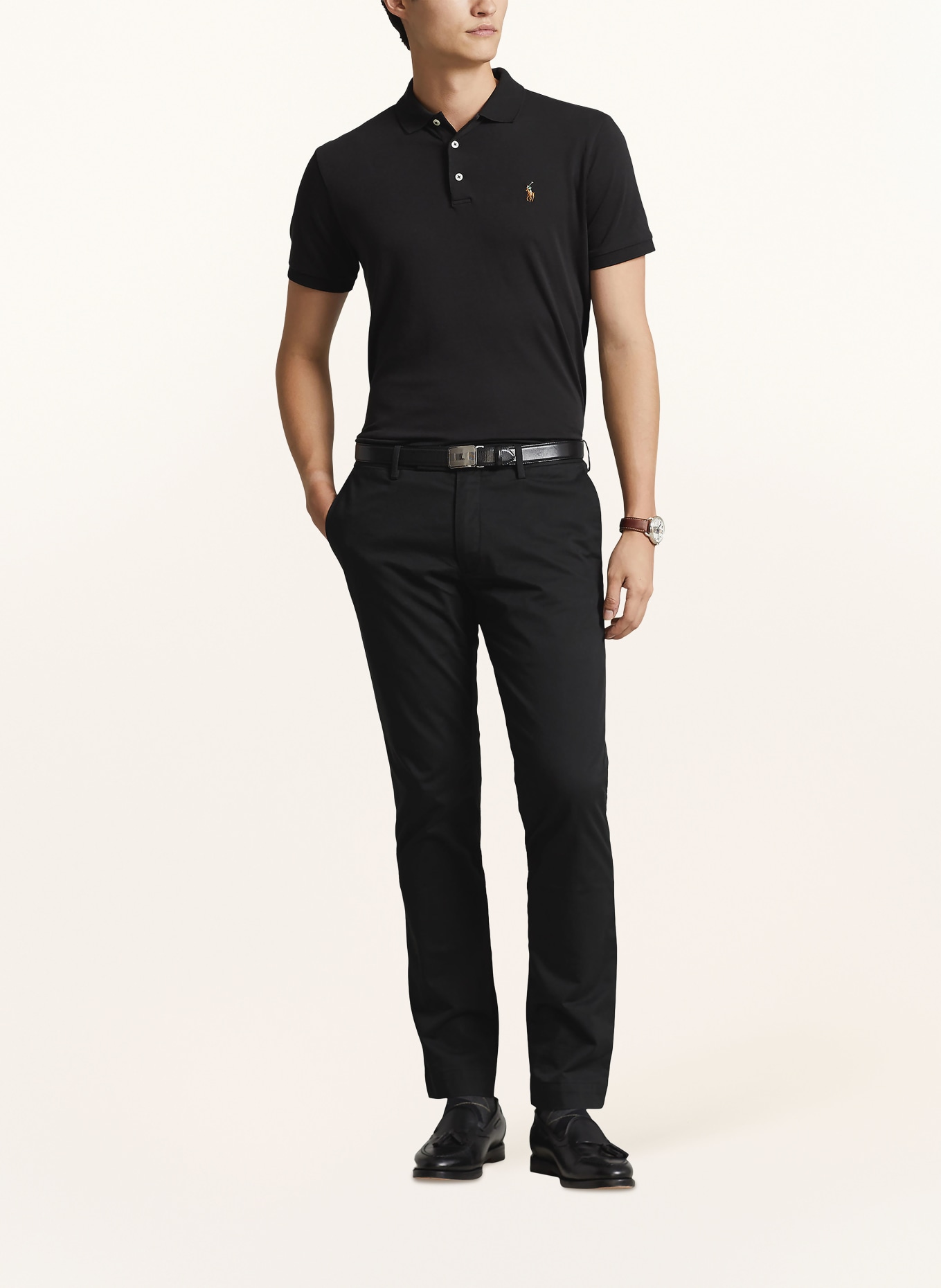 POLO RALPH LAUREN Jersey polo shirt custom slim fit: BLACK