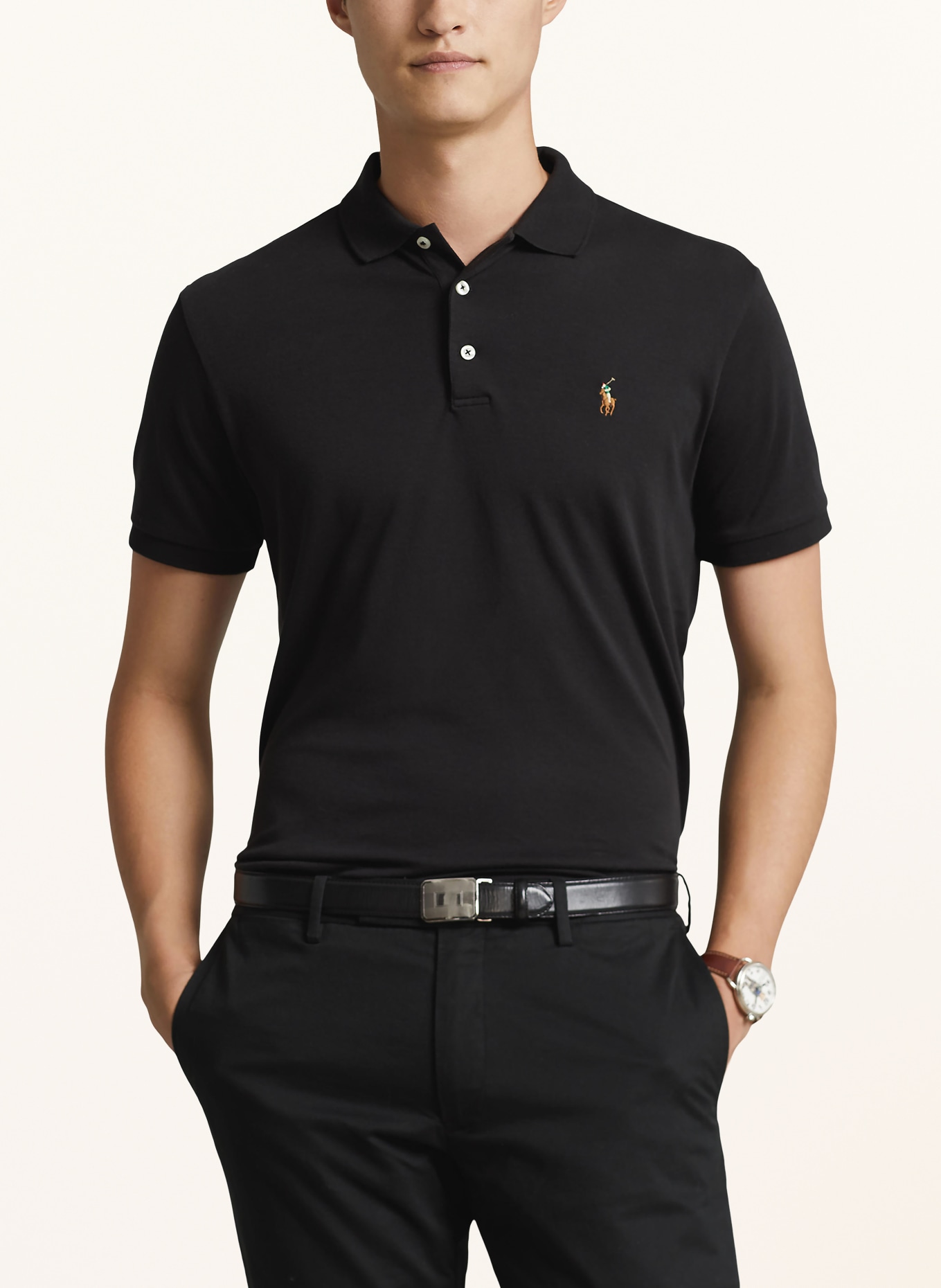 POLO RALPH LAUREN Jersey polo shirt custom slim fit: BLACK
