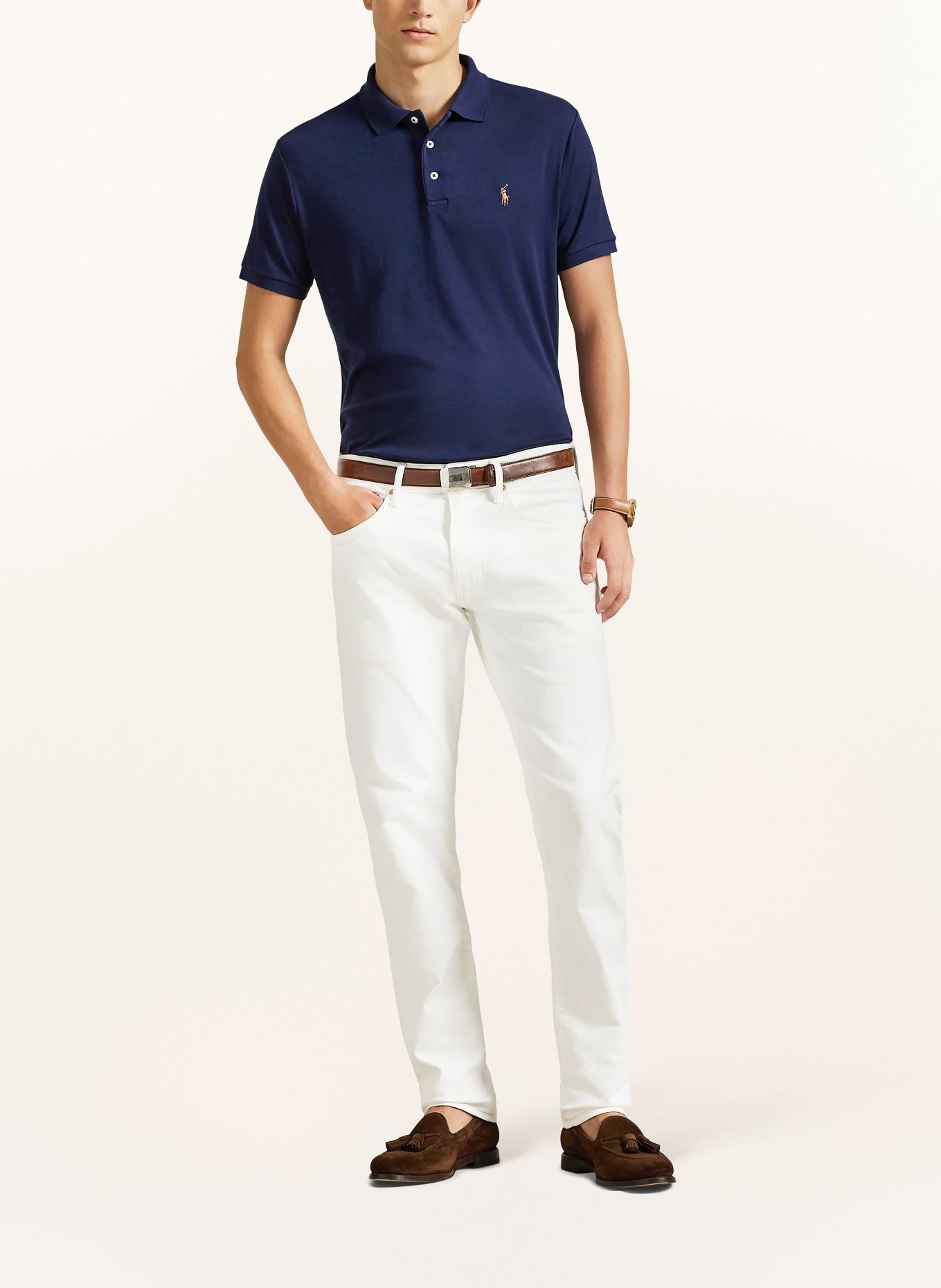 POLO RALPH LAUREN Žerzejová polokošile Custom Slim Fit: TMAVĚ MODRÁ
