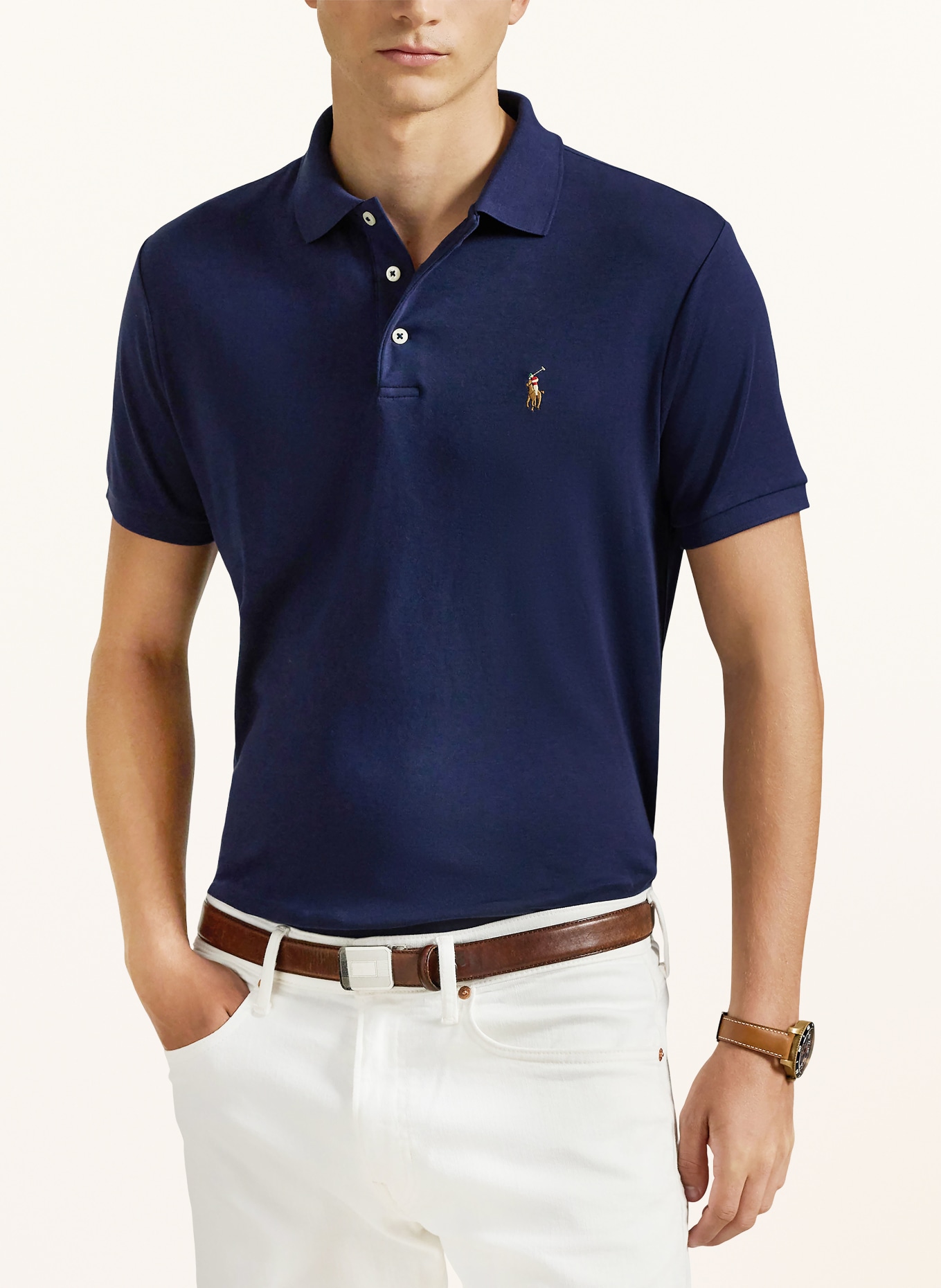 POLO RALPH LAUREN Žerzejová polokošile Custom Slim Fit: TMAVĚ MODRÁ