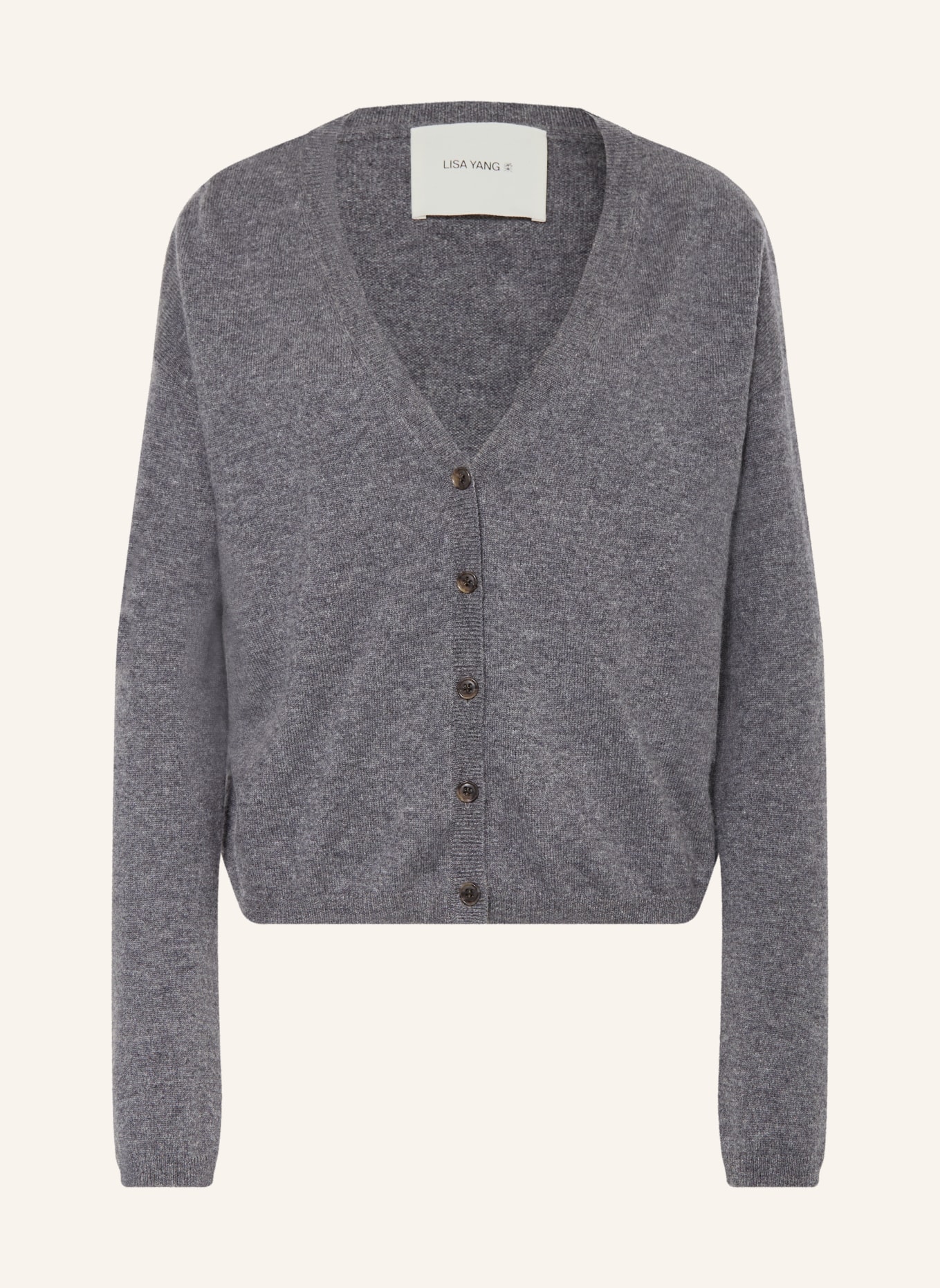 LISA YANG Strickjacke ABBY aus Cashmere: DUNKELGRAU