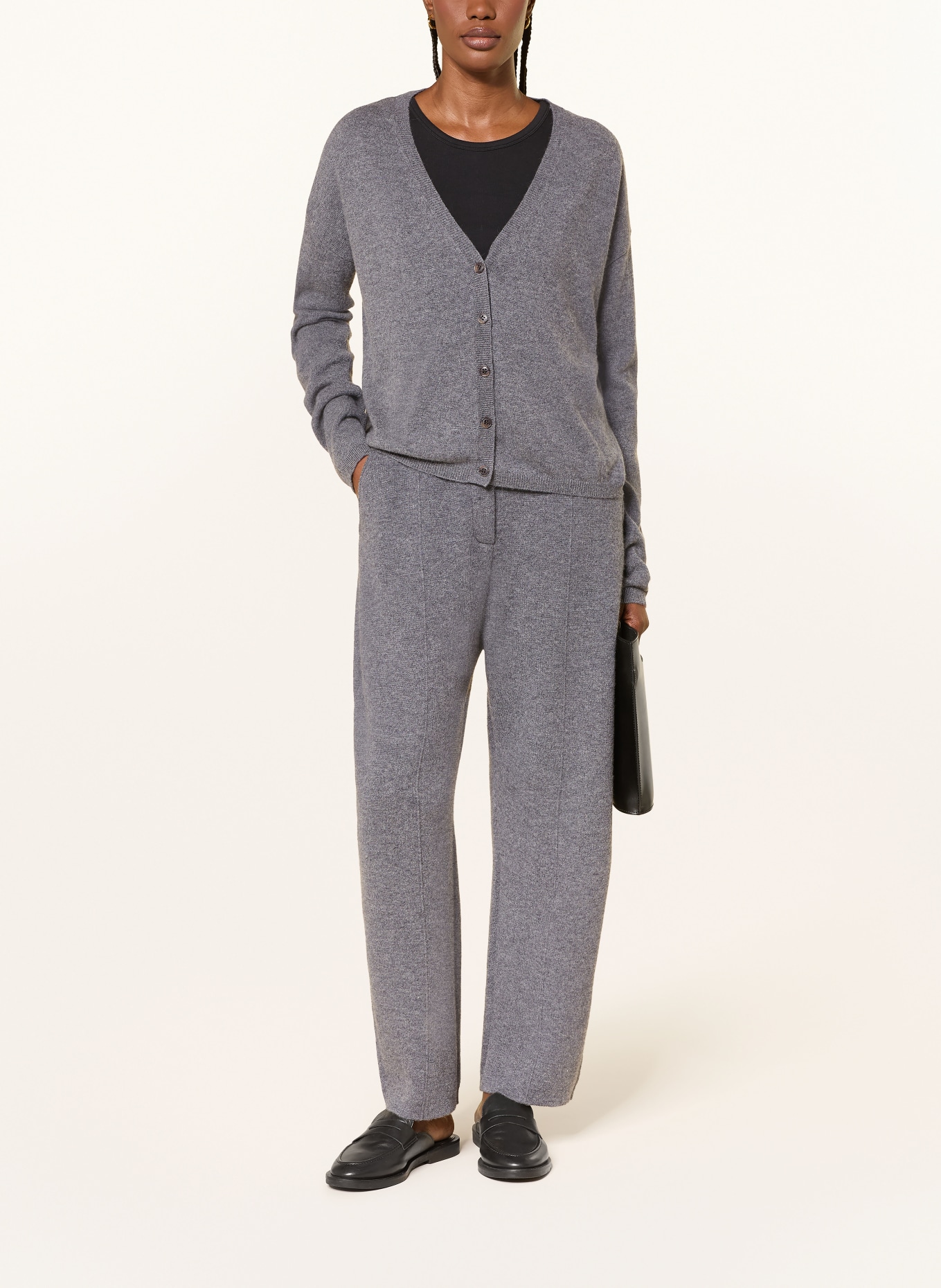 LISA YANG Strickjacke ABBY aus Cashmere: DUNKELGRAU