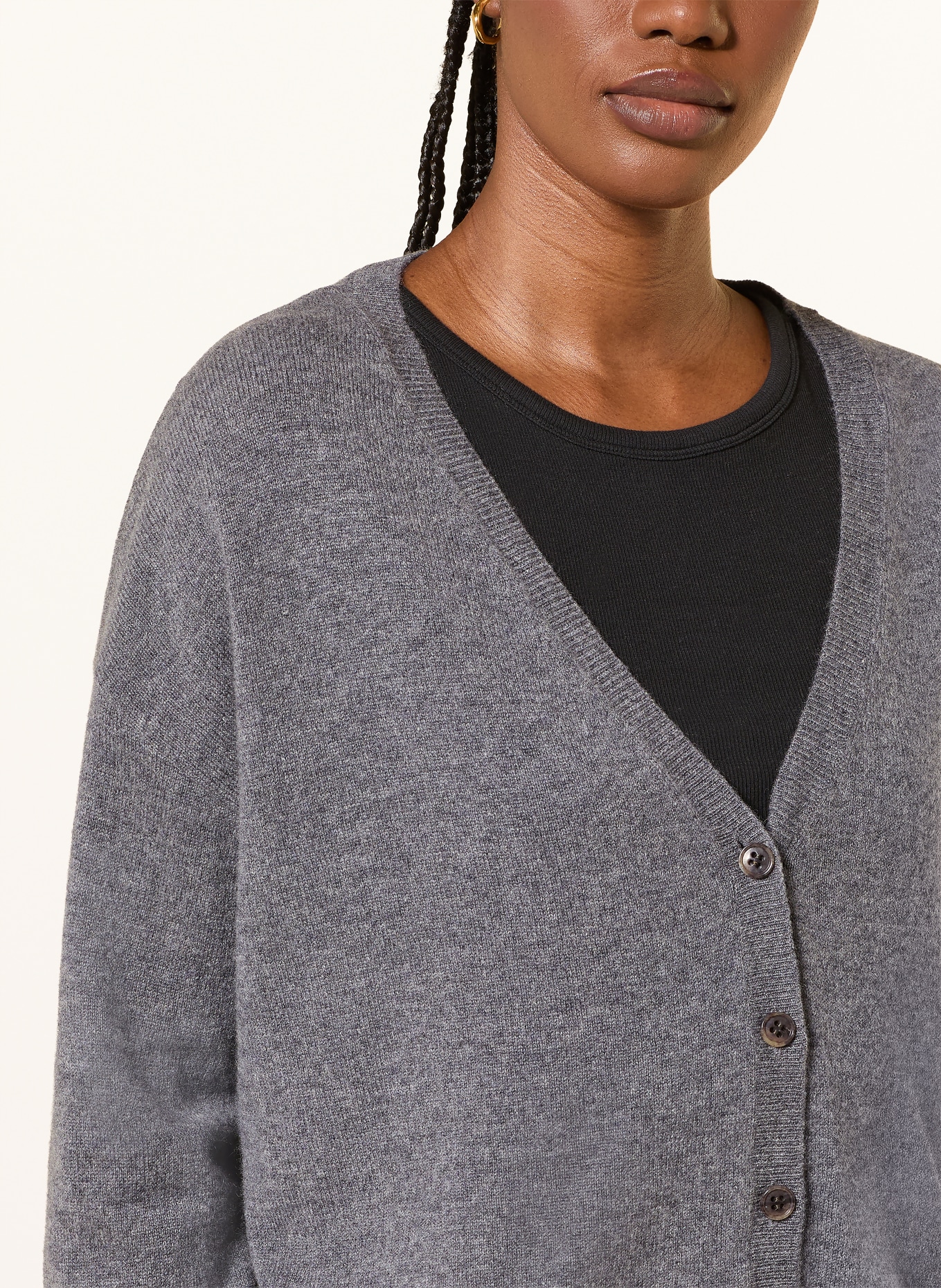 LISA YANG Strickjacke ABBY aus Cashmere: DUNKELGRAU