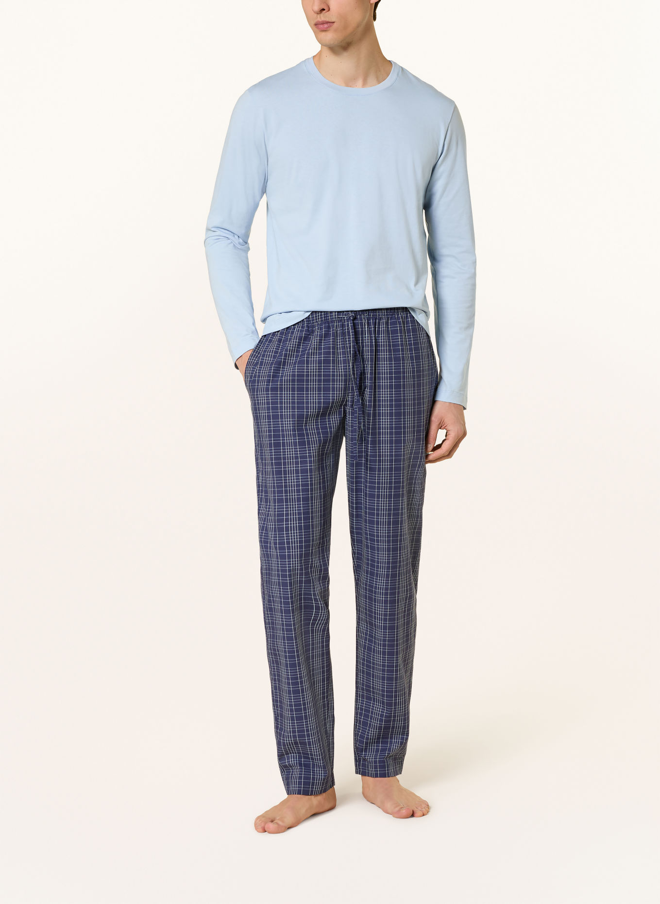 HANRO Pantalon de nuit NIGHT & DAY: BLEU / GRIS / BLANC