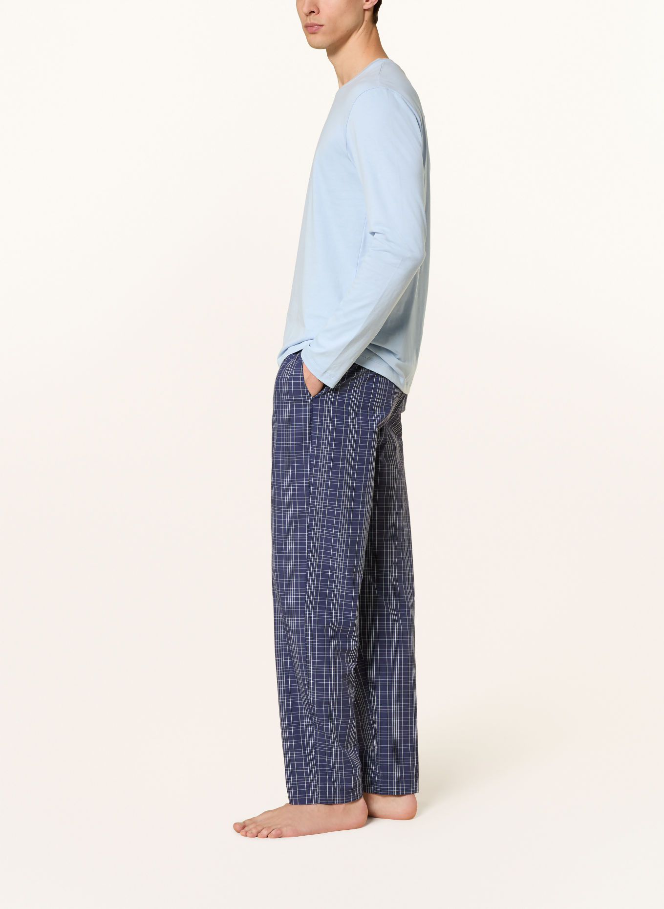 HANRO Pantalon de nuit NIGHT & DAY: BLEU / GRIS / BLANC