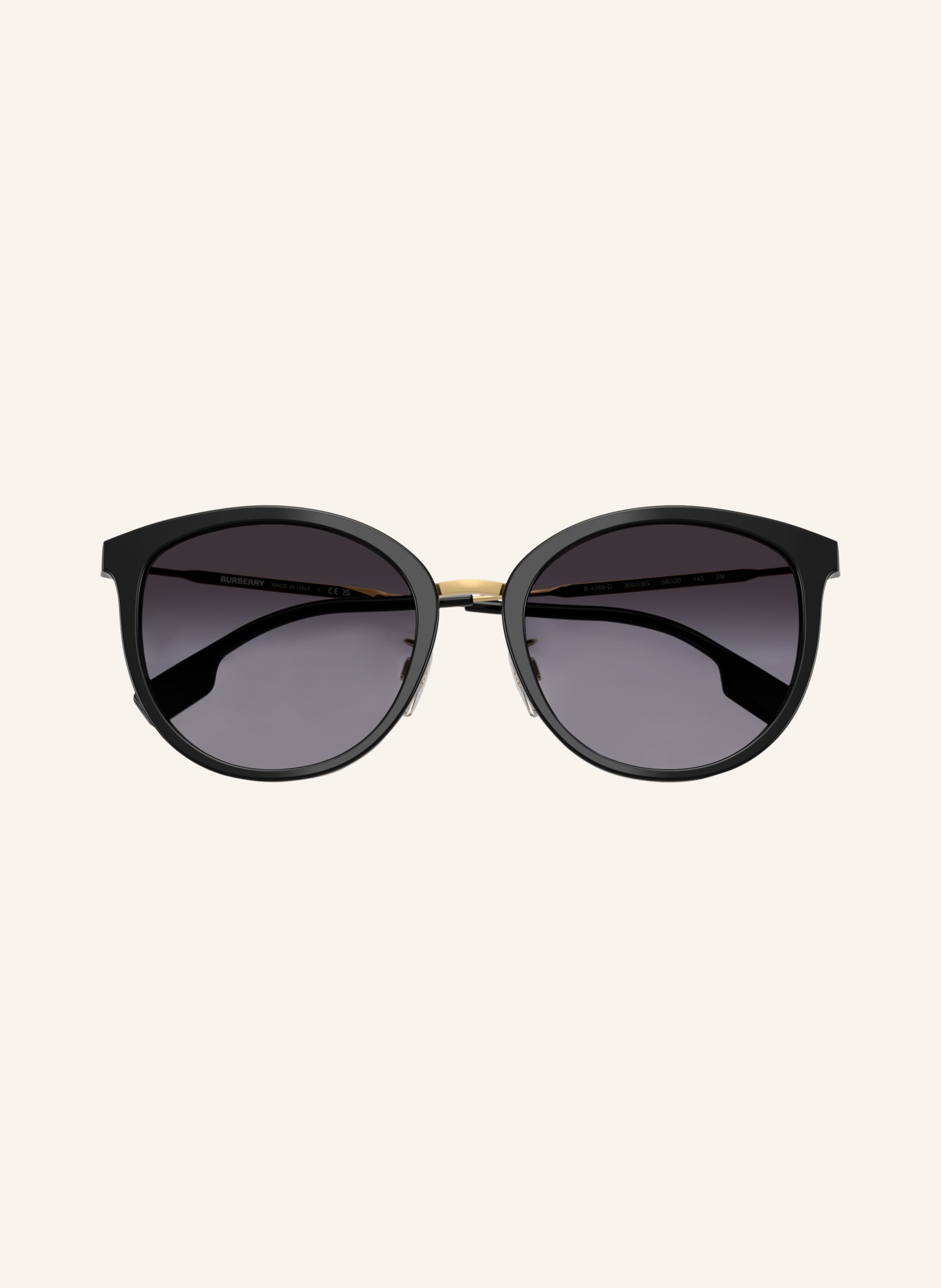 BURBERRY Solglasögon BE4289D: SVART/GRÅT ÖVERGÅNG