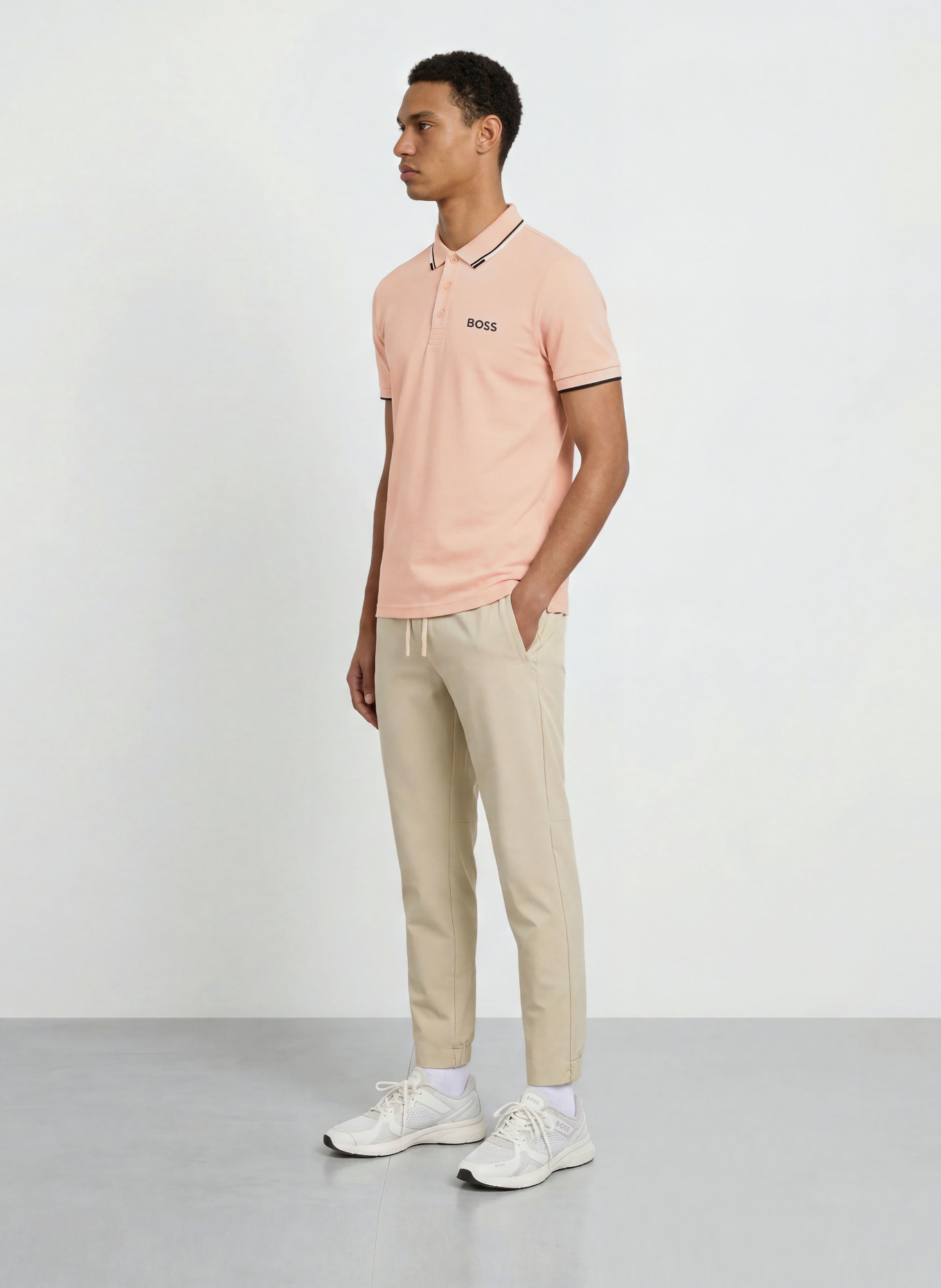 BOSS Funktions-poloskjorte PADDY PRO: ROSÉ / HVID / SORT