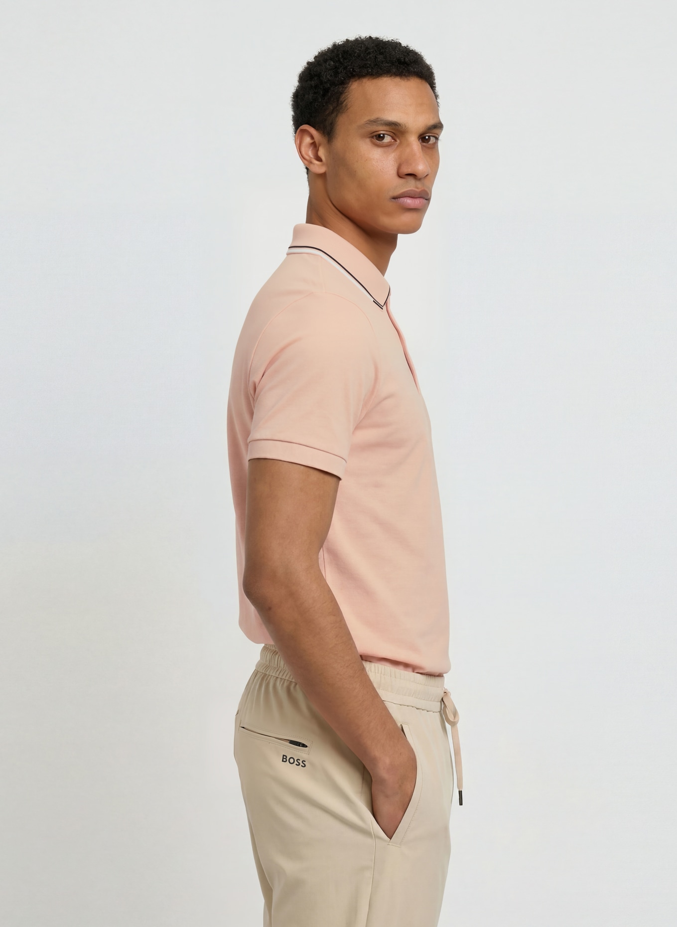 BOSS Funktions-poloskjorte PADDY PRO: ROSÉ / HVID / SORT