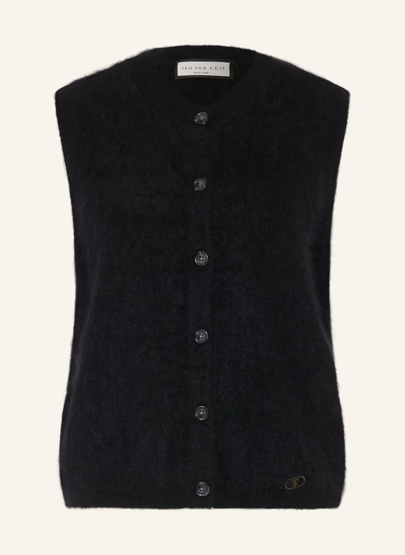 SEM PER LEI Cashmere-Pullover mit 3/4-Arm: SCHWARZ