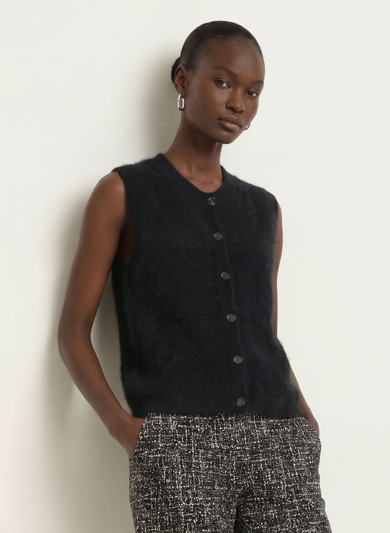 SEM PER LEI Cashmere-Pullover mit 3/4-Arm: SCHWARZ
