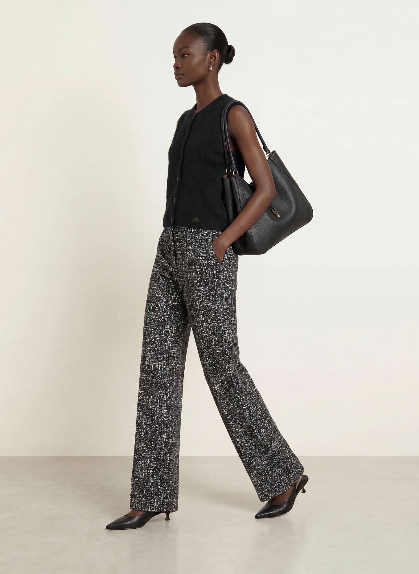 SEM PER LEI Cashmere-Pullover mit 3/4-Arm: SCHWARZ