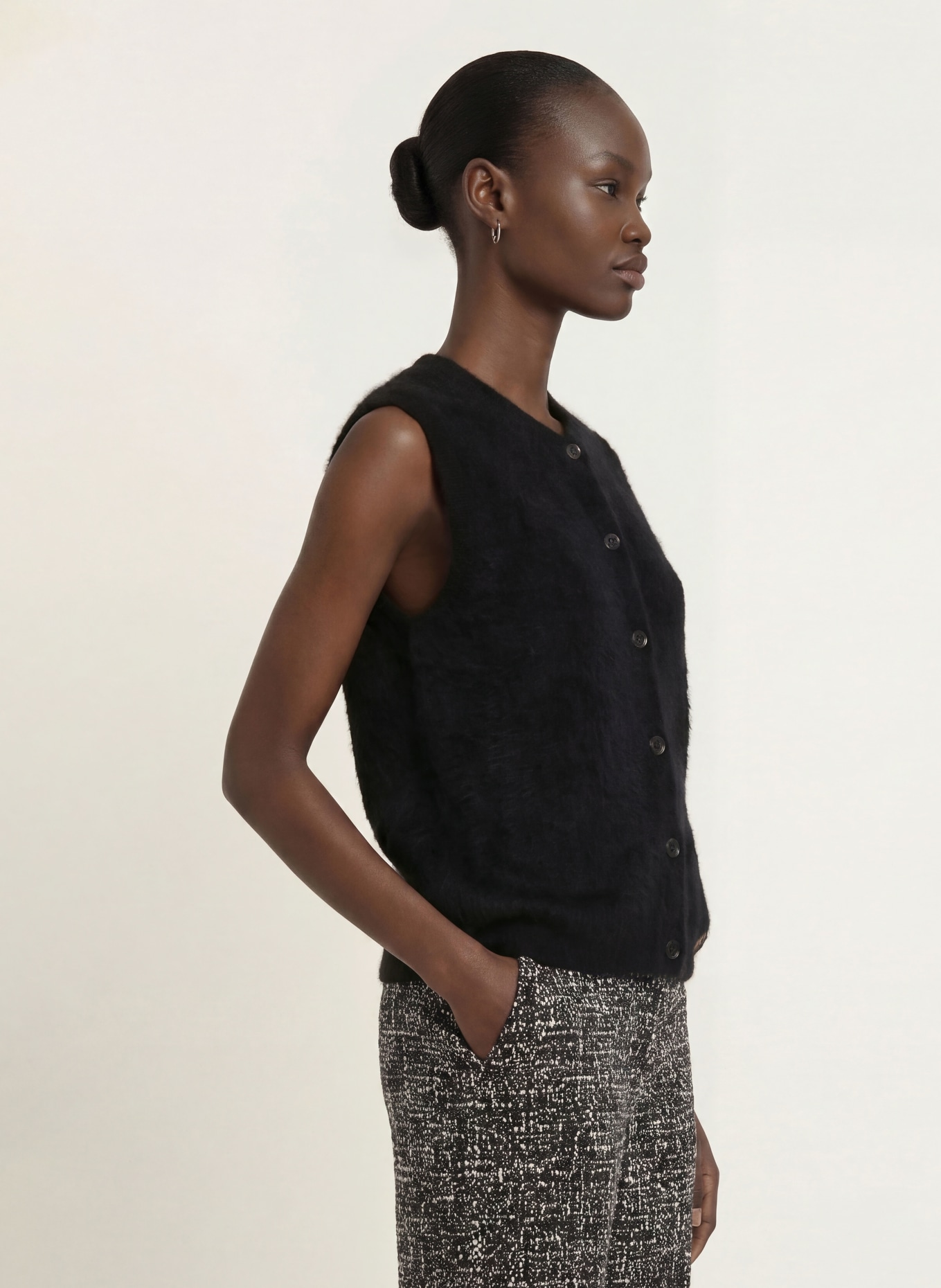 SEM PER LEI Cashmere-Pullover mit 3/4-Arm: SCHWARZ