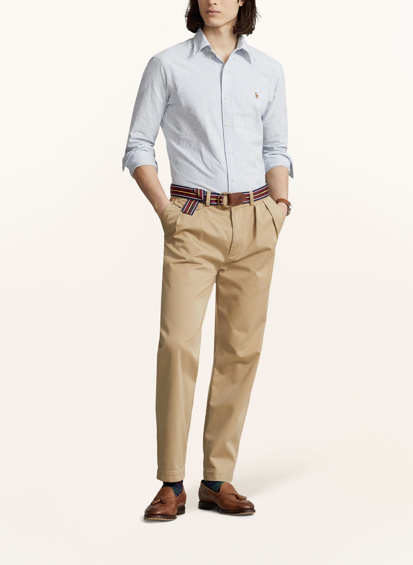 POLO RALPH LAUREN Overhemd Custom Fit: WIT / LICHTBLAUW
