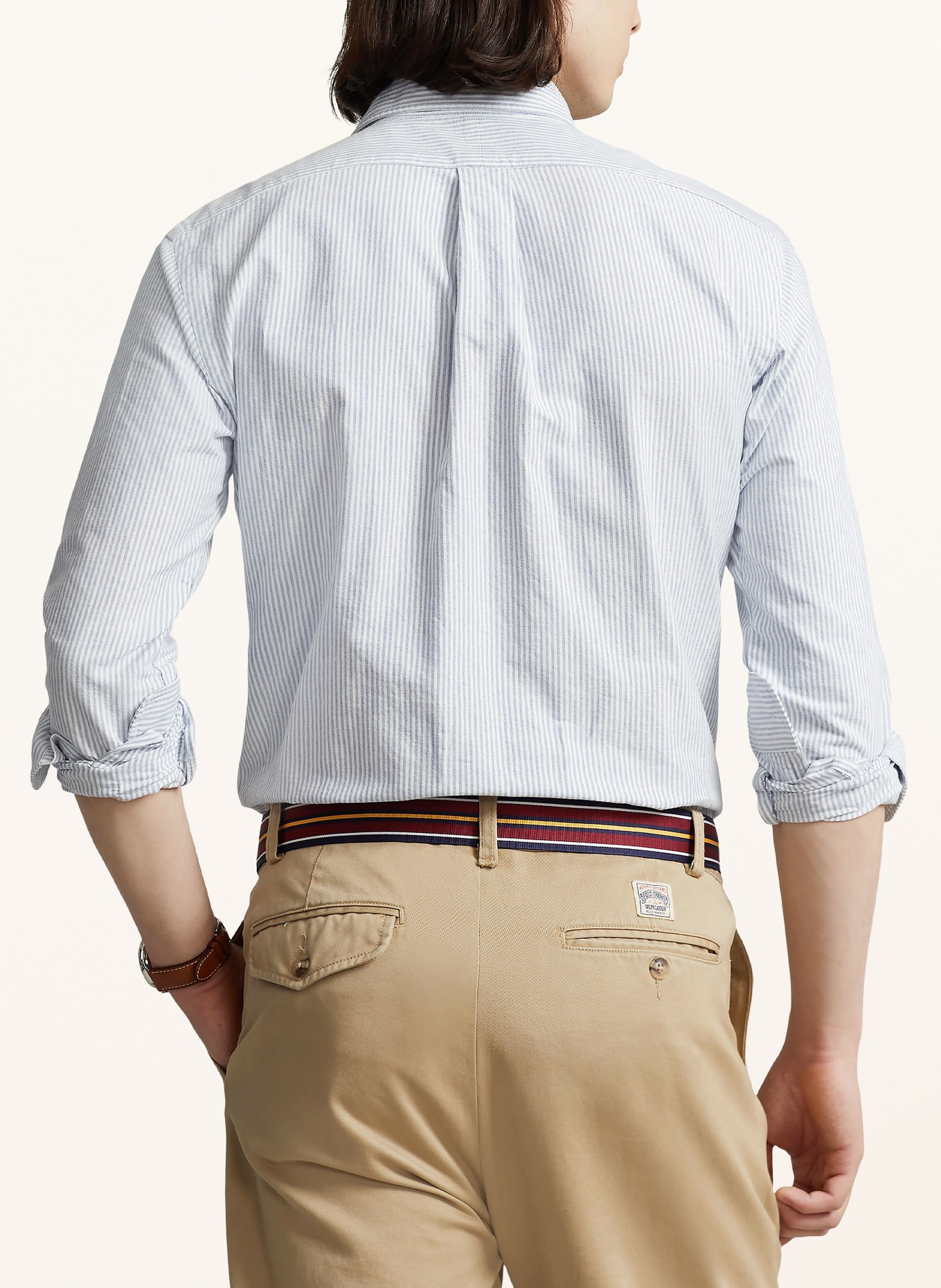 POLO RALPH LAUREN Overhemd Custom Fit: WIT / LICHTBLAUW