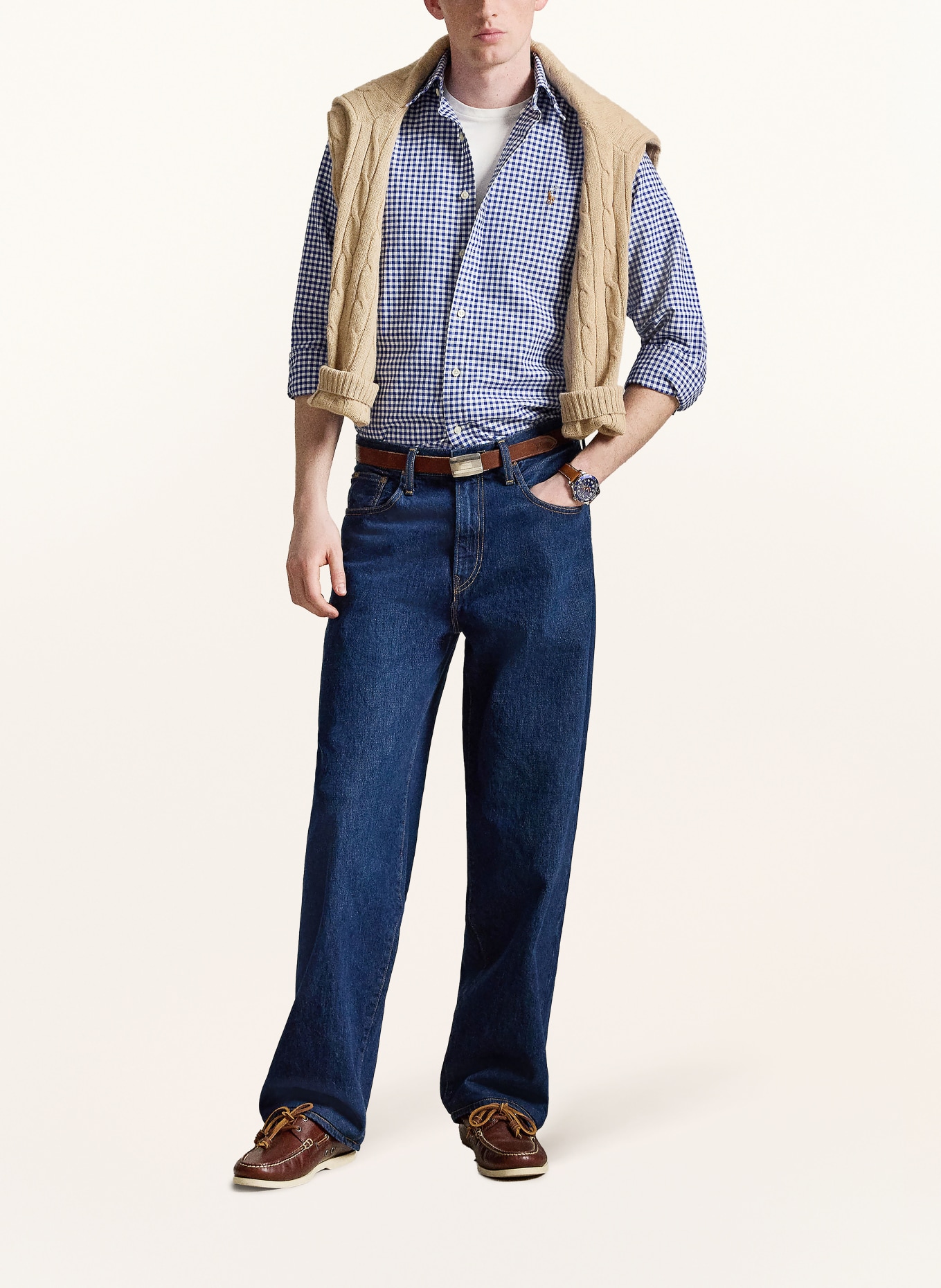 POLO RALPH LAUREN Overhemd Custom Fit: WIT / BLAUW