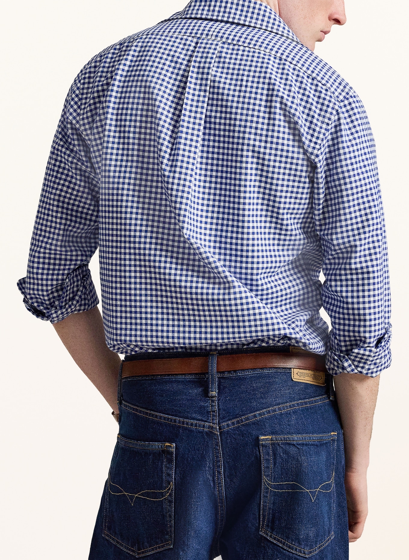 POLO RALPH LAUREN Overhemd Custom Fit: WIT / BLAUW