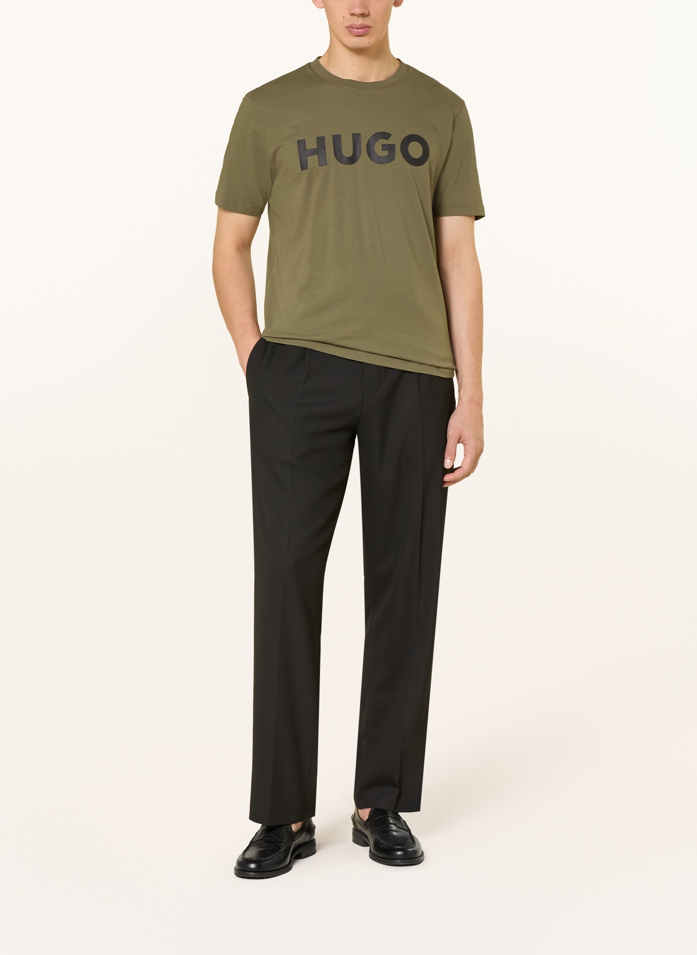 HUGO T-shirt DULIVIO: OLIJF / ZWART