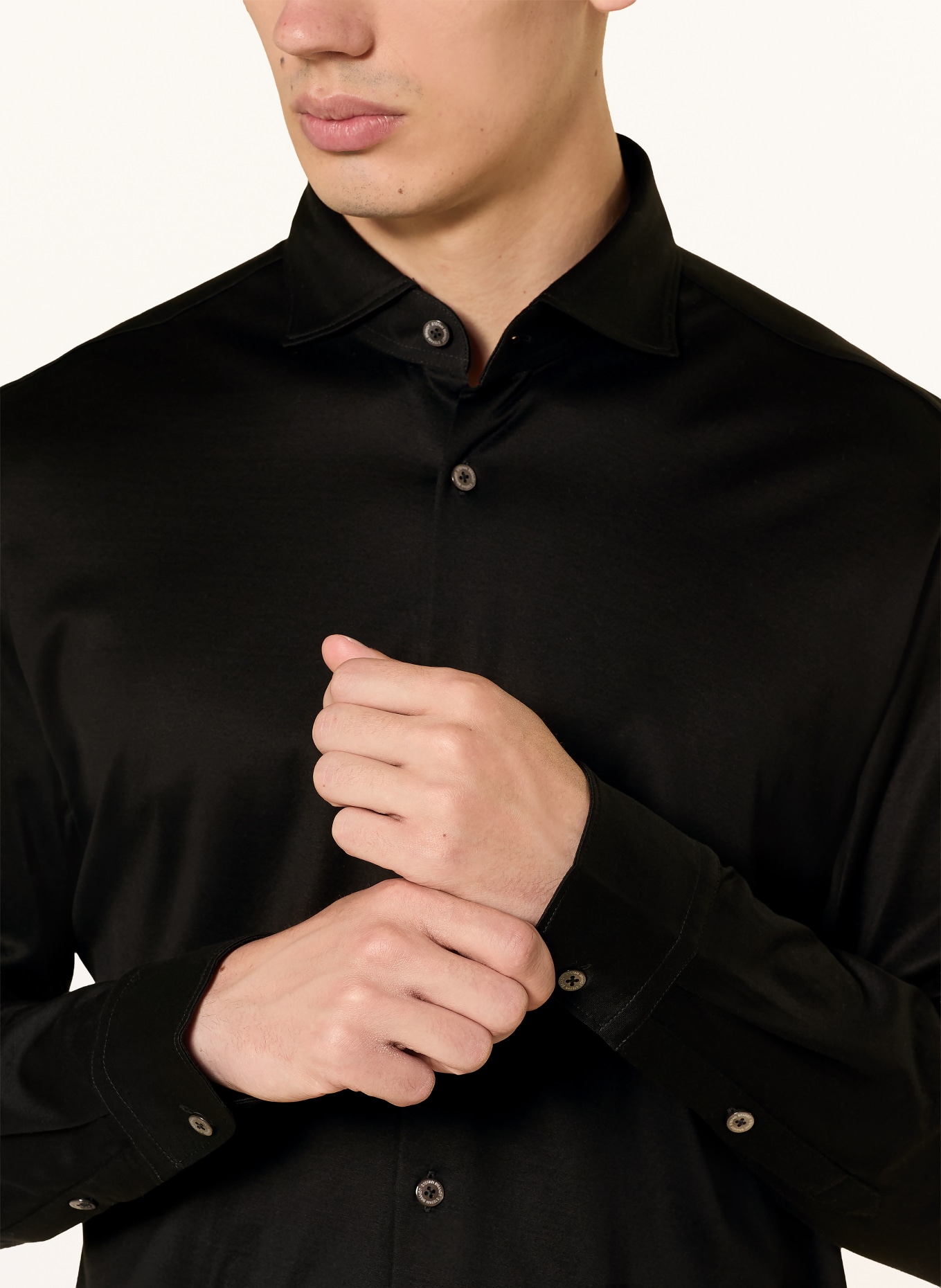 Stefan Brandt Jerseyhemd OTIS Slim Fit: SCHWARZ