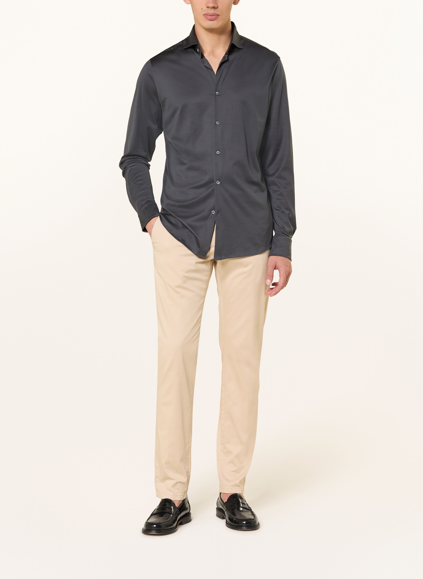 Stefan Brandt Jerseyhemd OTIS Slim Fit: DUNKELGRAU