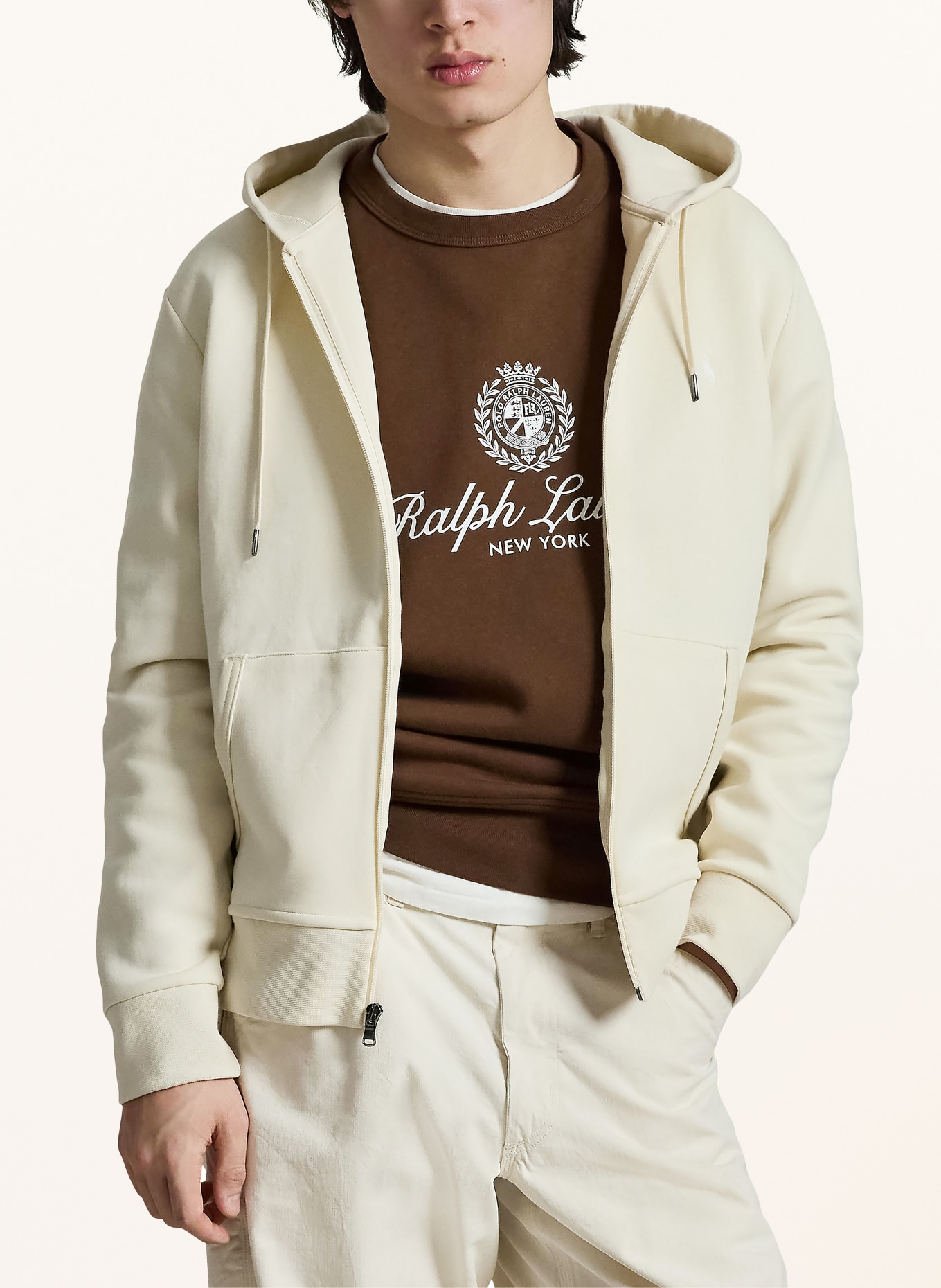 POLO RALPH LAUREN veste de survêtement: CRÈME