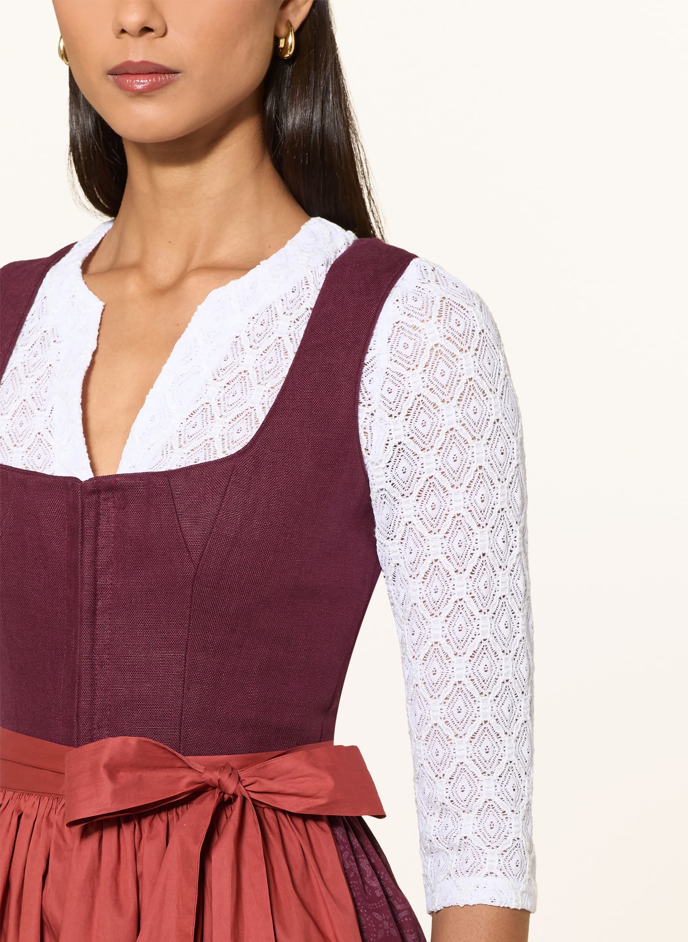 WALDORFF Dirndlbluse aus Spitze mit 3/4-Arm: WEISS
