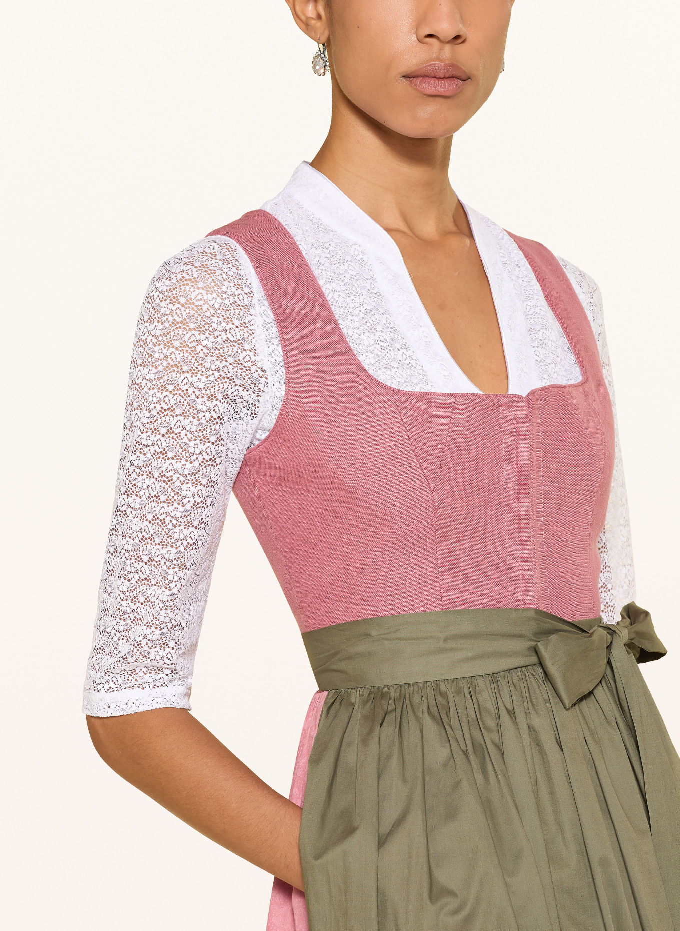 WALDORFF Dirndlbluse YARA aus Spitze mit 3/4-Arm: WEISS