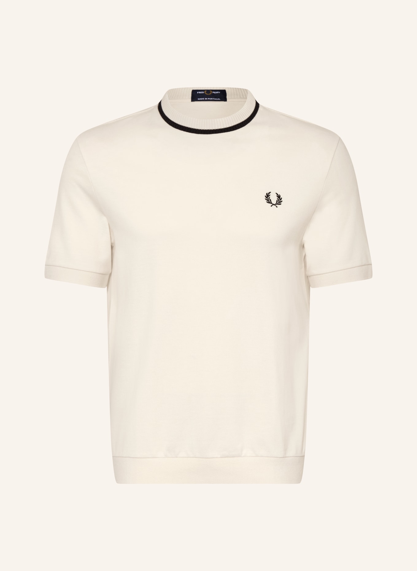 FRED PERRY T-shirt van piqué: ECRU / ZWART