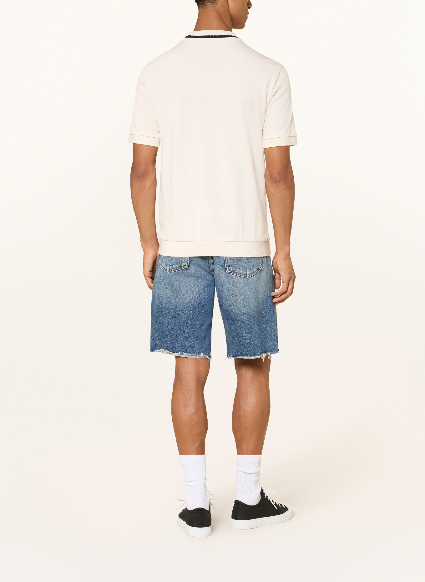 FRED PERRY T-shirt van piqué: ECRU / ZWART