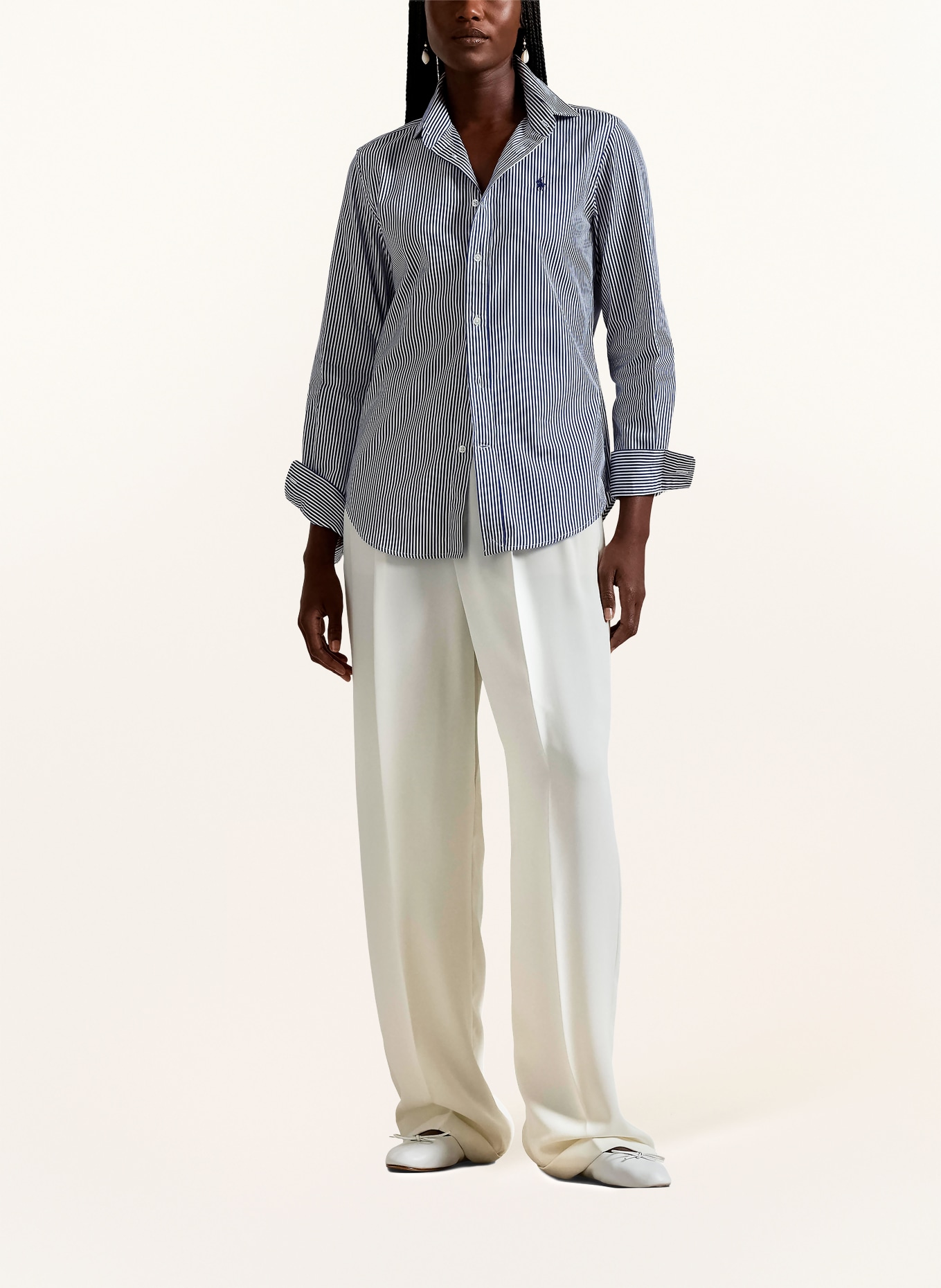 POLO RALPH LAUREN Shirt blouse: DARK BLUE / WHITE