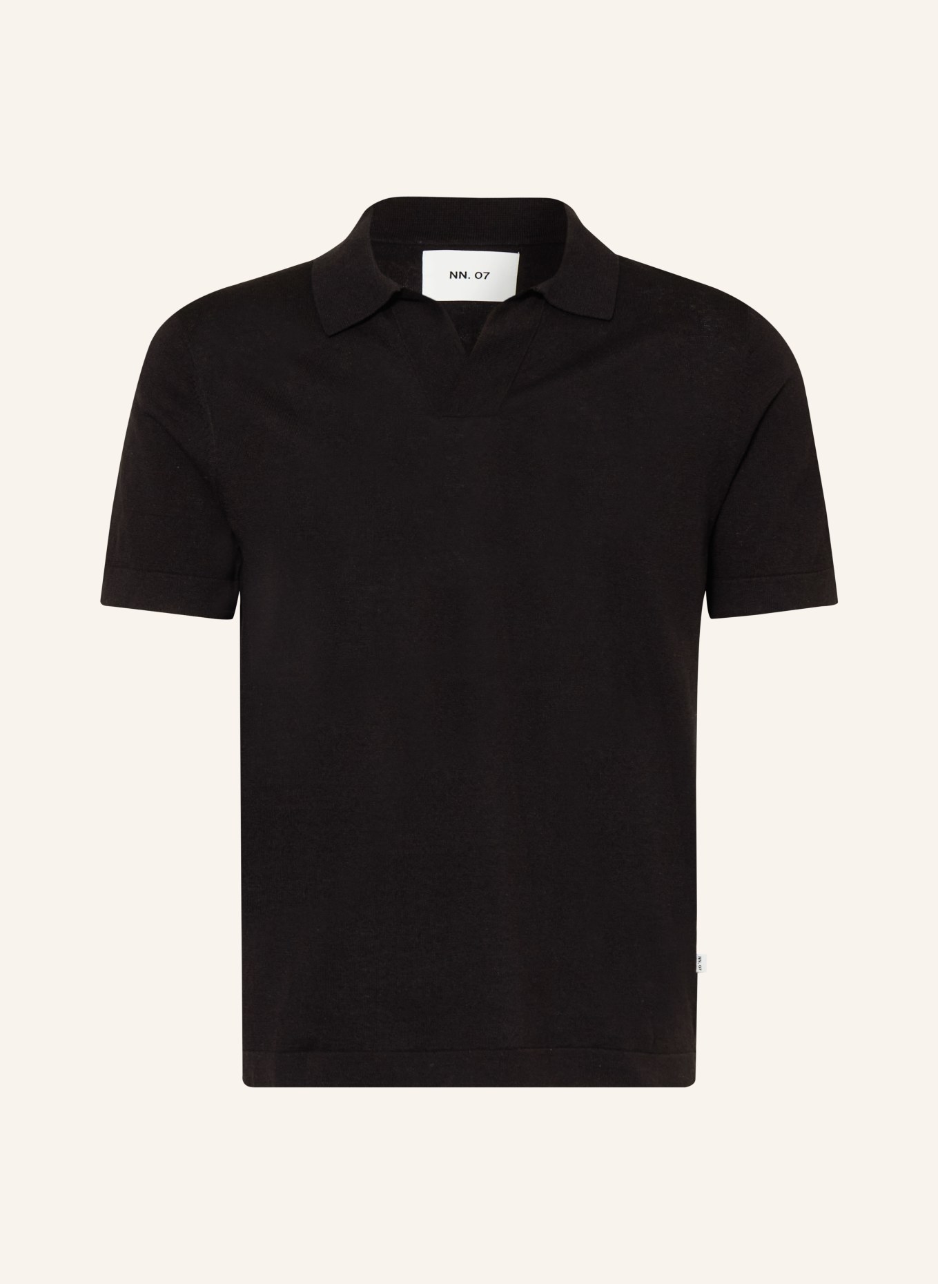 NN.07 Strick-Poloshirt RYAN mit Leinen: SCHWARZ
