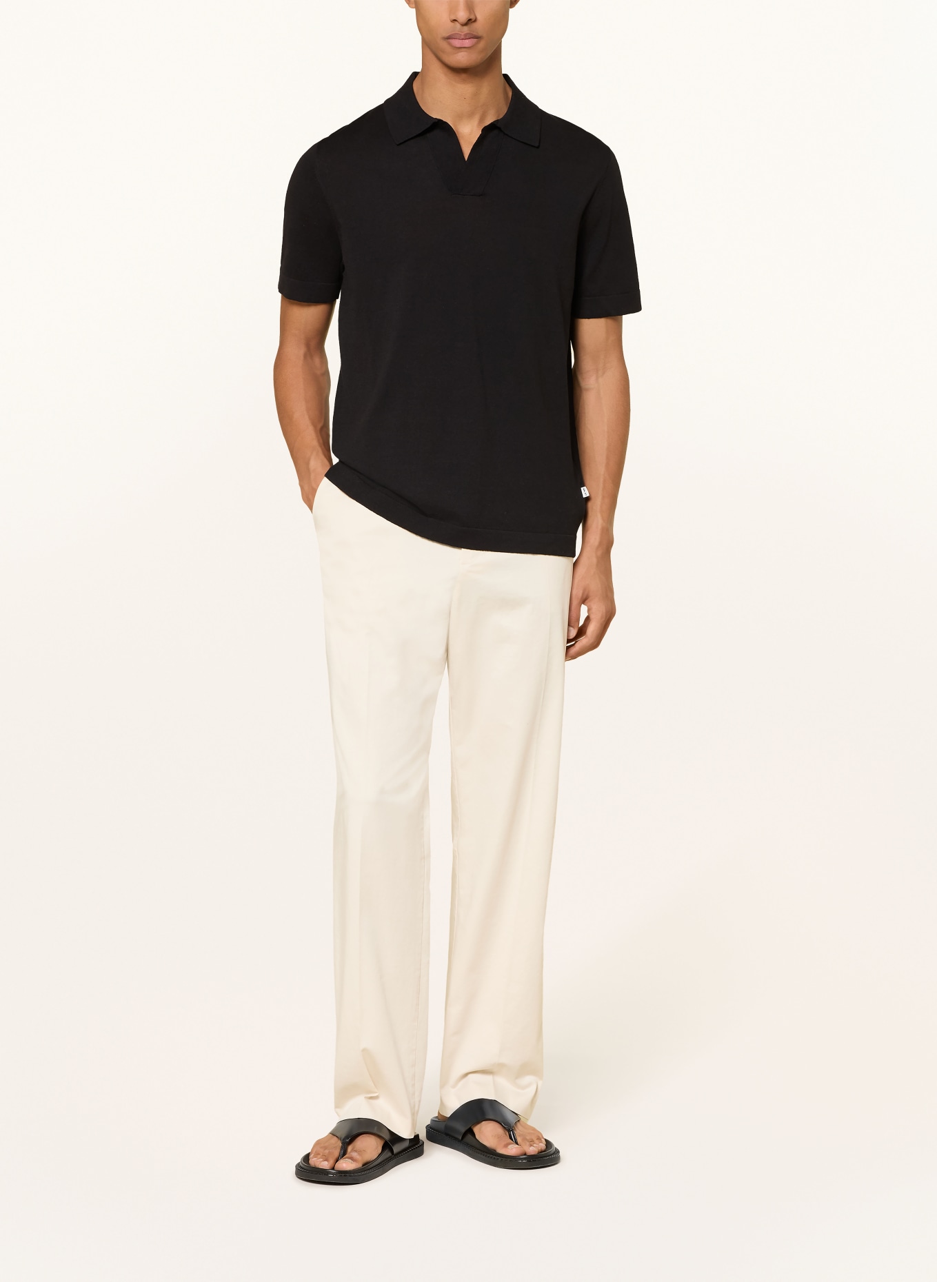 NN.07 Strick-Poloshirt RYAN mit Leinen: SCHWARZ