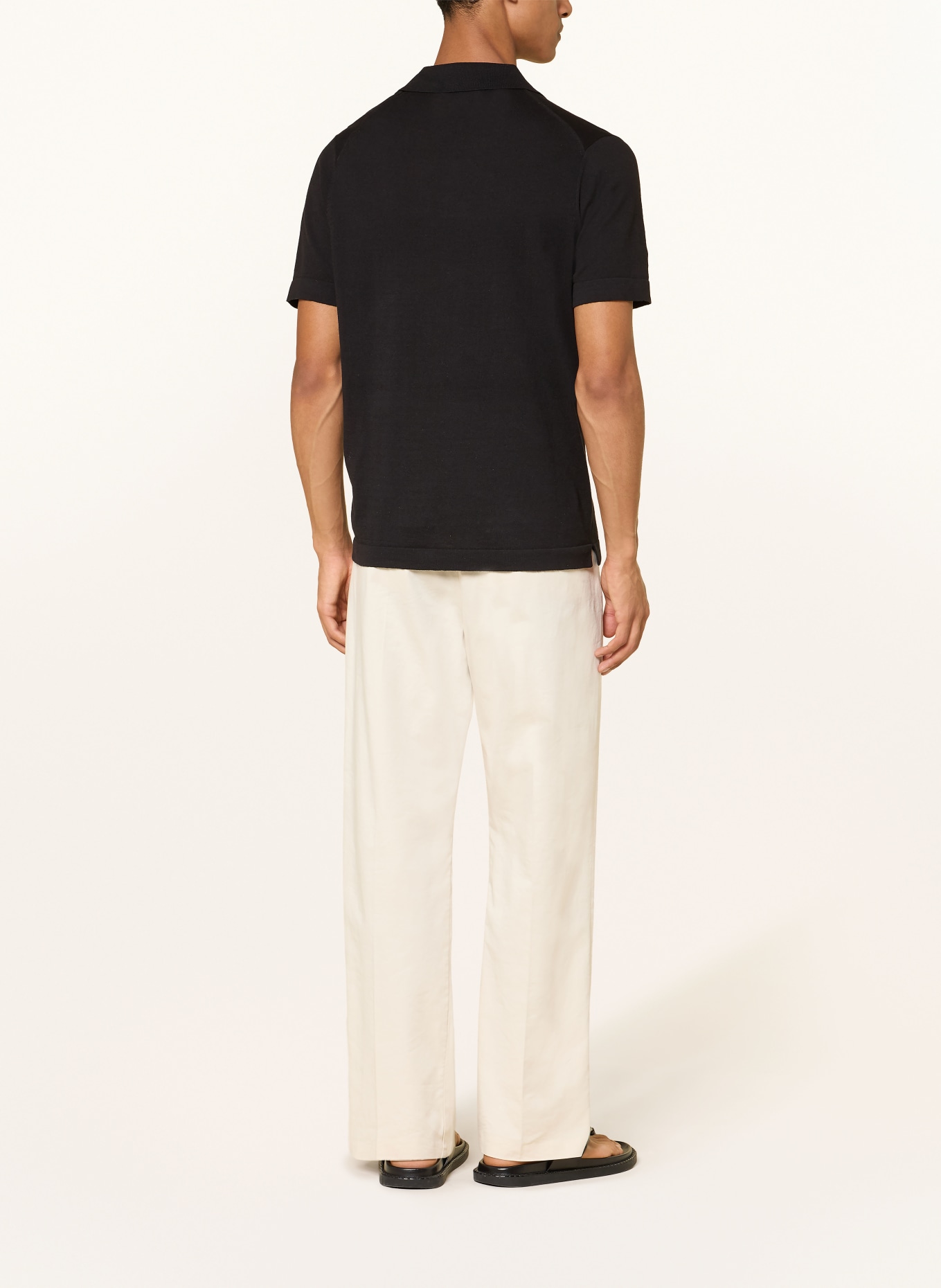 NN.07 Strick-Poloshirt RYAN mit Leinen: SCHWARZ