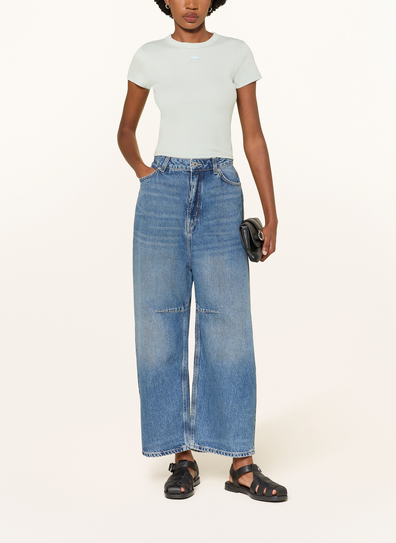 HUGO Cropped-Shirt: MINT