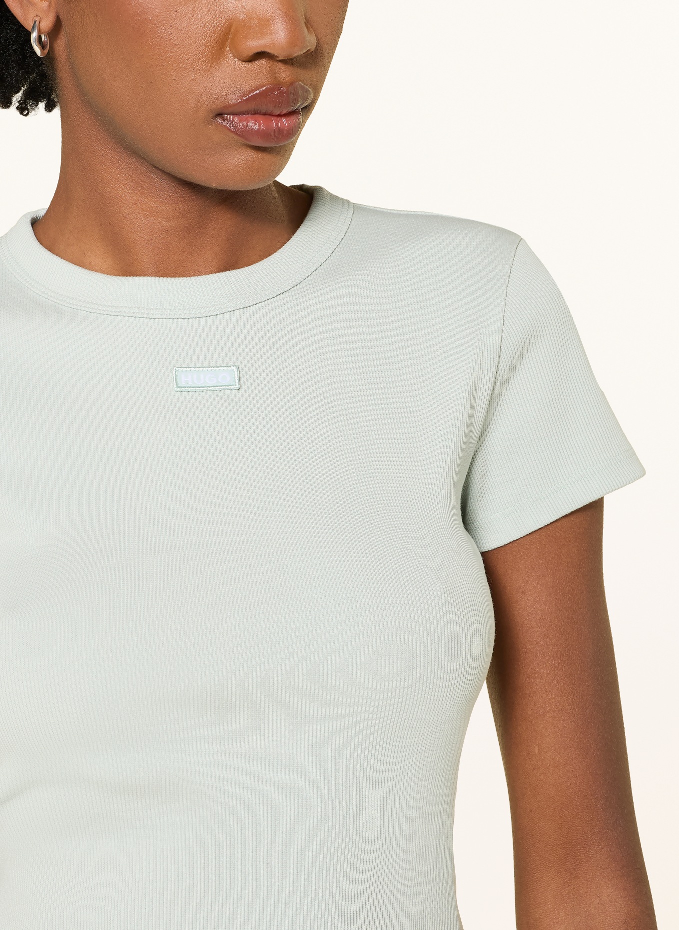 HUGO Cropped-Shirt: MINT