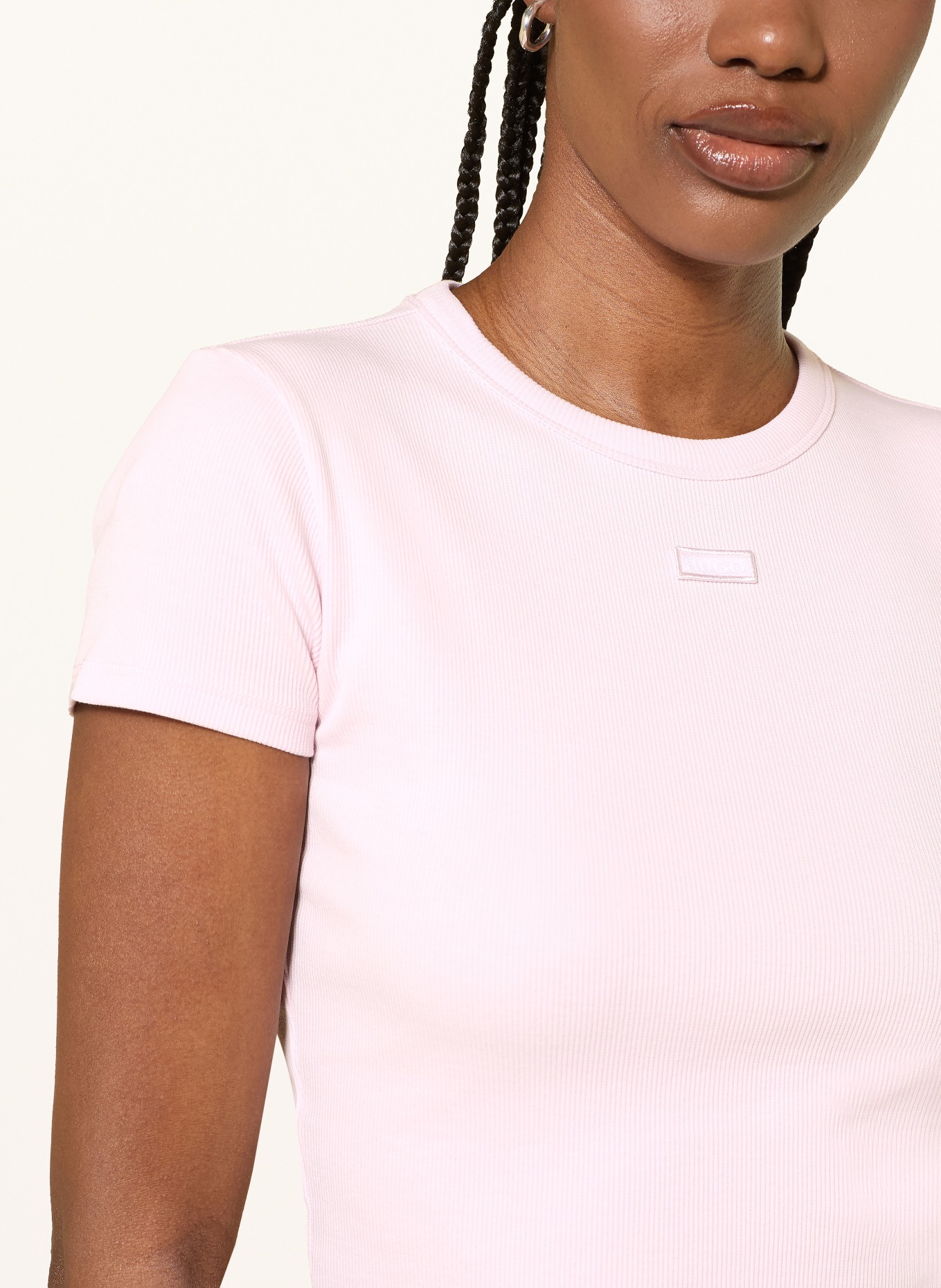 HUGO Cropped-Shirt: HELLROSA