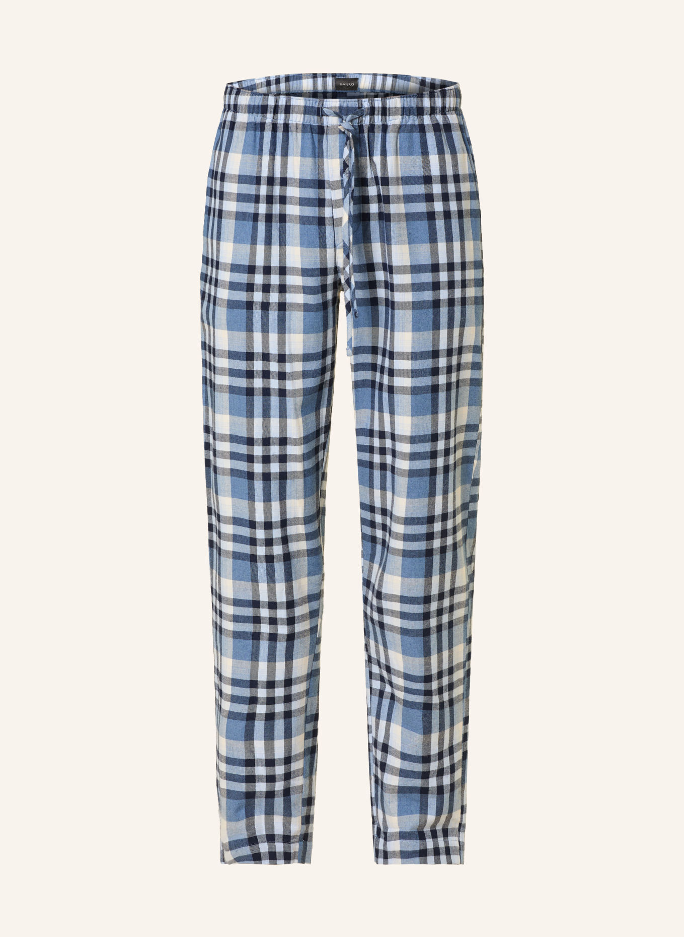 HANRO Pantaloni de dormit COZY COMFORT din flanelă: ALBASTRU / ALBASTRU DESCHIS / ALB