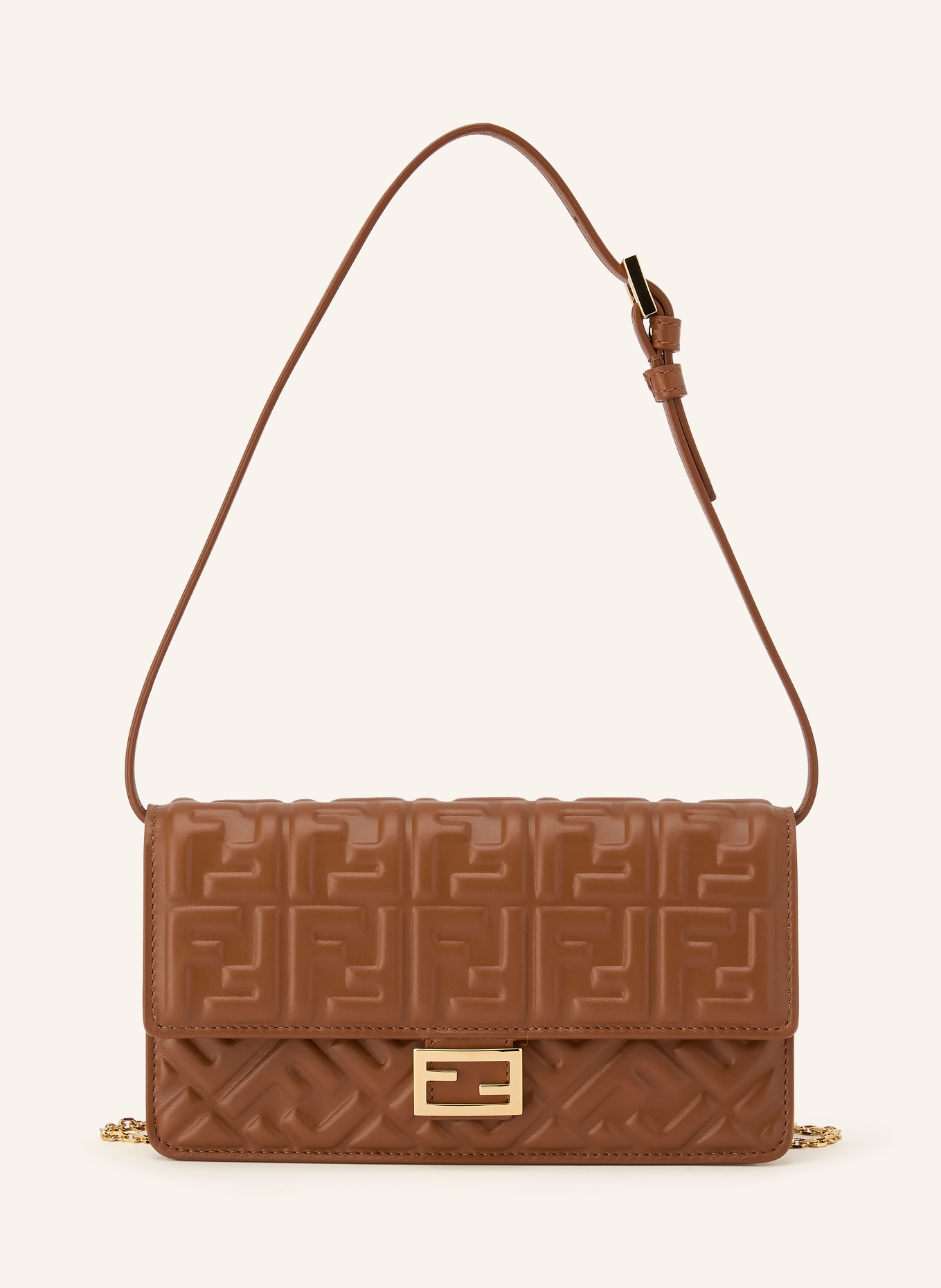 FENDI Wallet on Chain BAGUETTE: COGNAC / GOLD