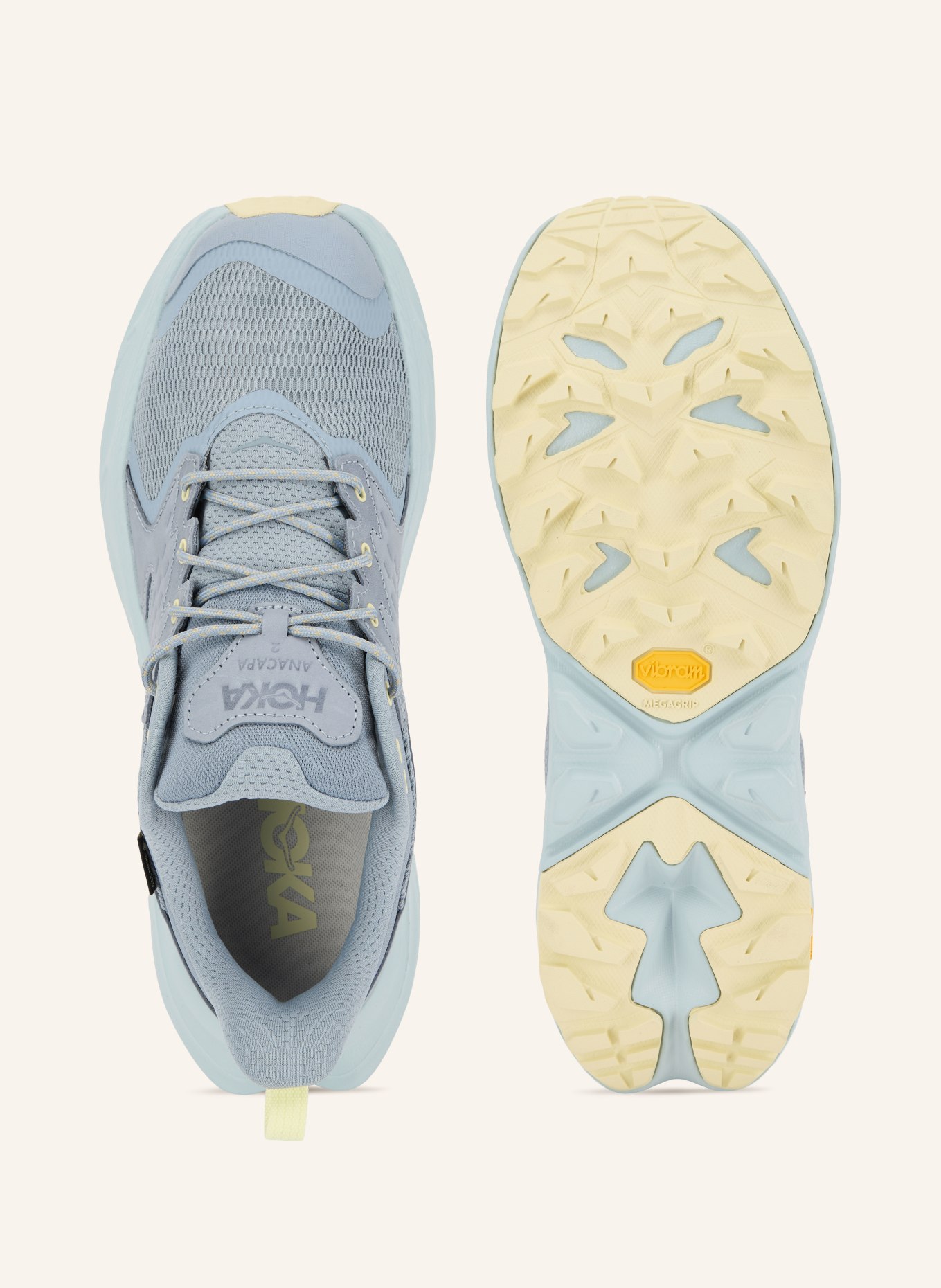 HOKA ANACAPA 2 LOW GTX hiking shoes: LIGHT BLUE / LIGHT YELLOW