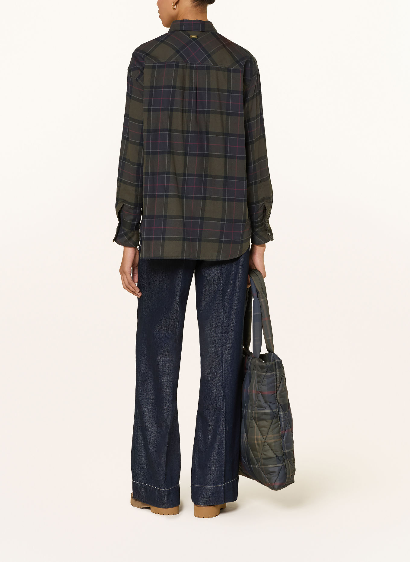 Barbour Shirt blouse ELISHAW: KHAKI / DARK GRAY / RED