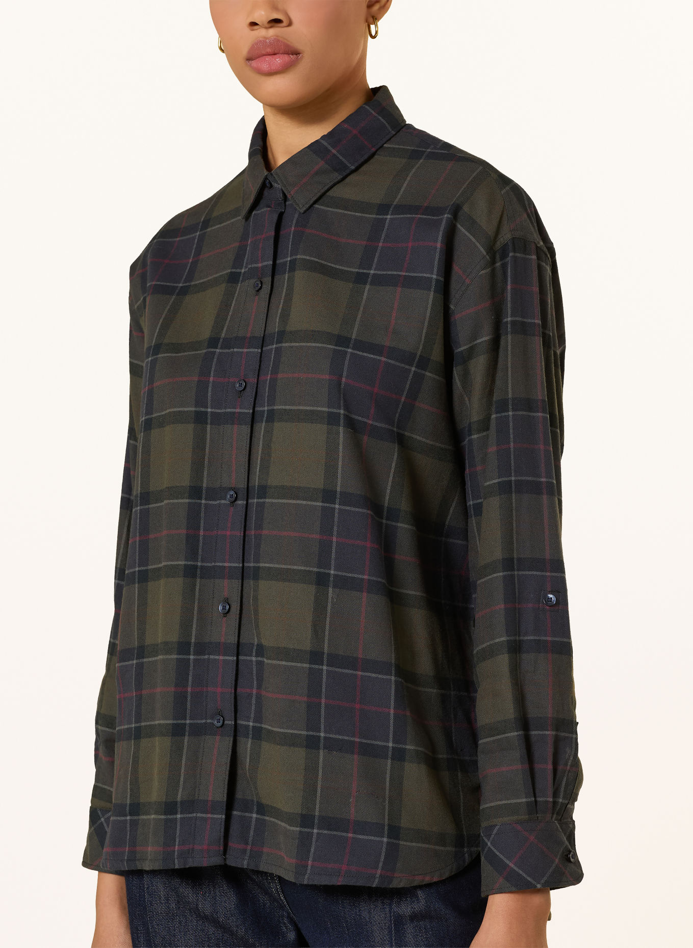 Barbour Shirt blouse ELISHAW: KHAKI / DARK GRAY / RED