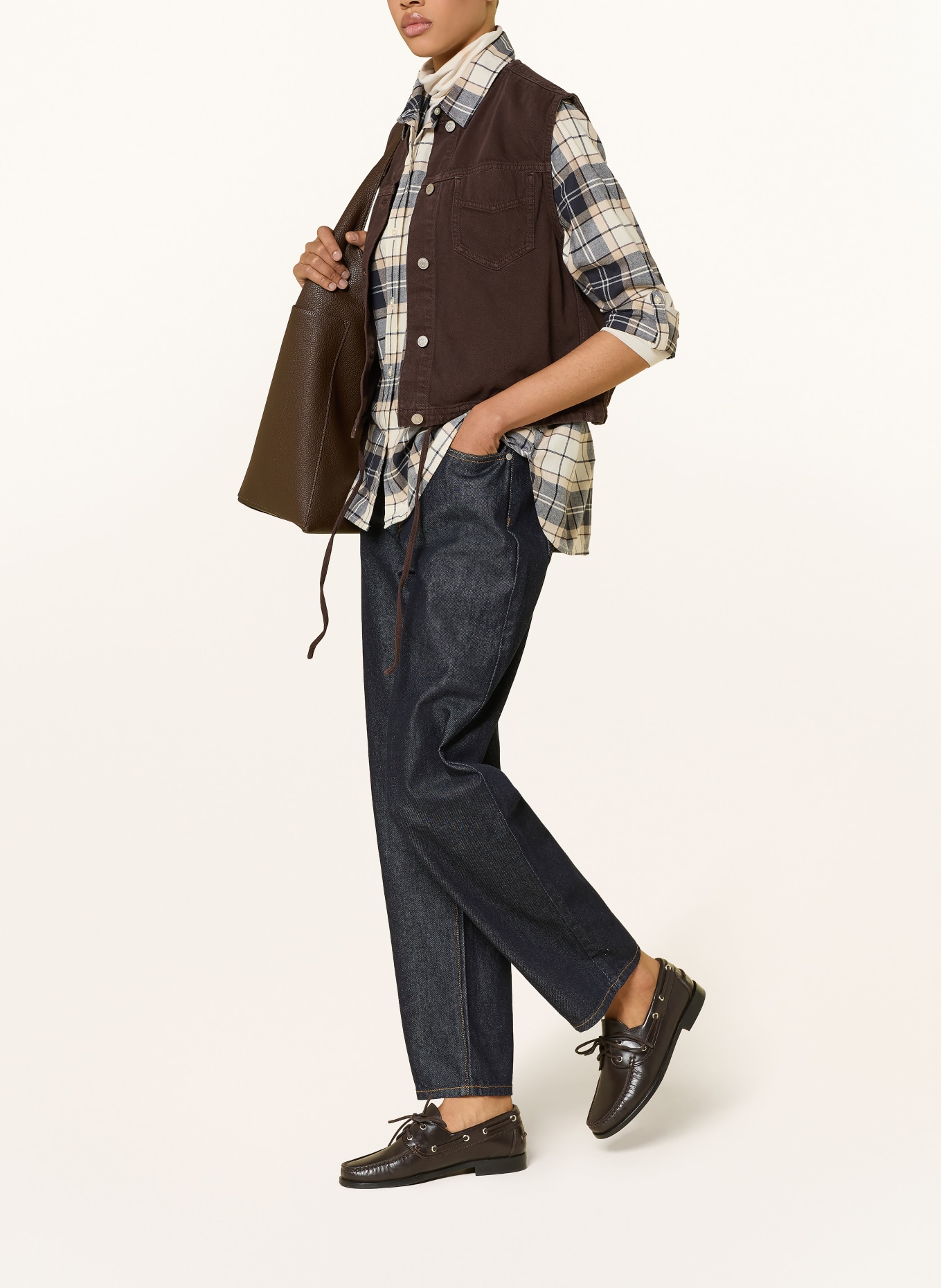 Barbour Overhemdblouse ELISHAW: BEIGE / MARRON FONCÉ / DONKERGRIJS