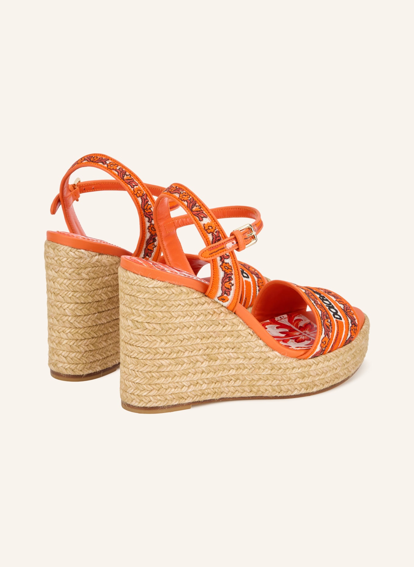 DOLCE & GABBANA Wedges RICAMO: ORANGE / GOLD / WHITE