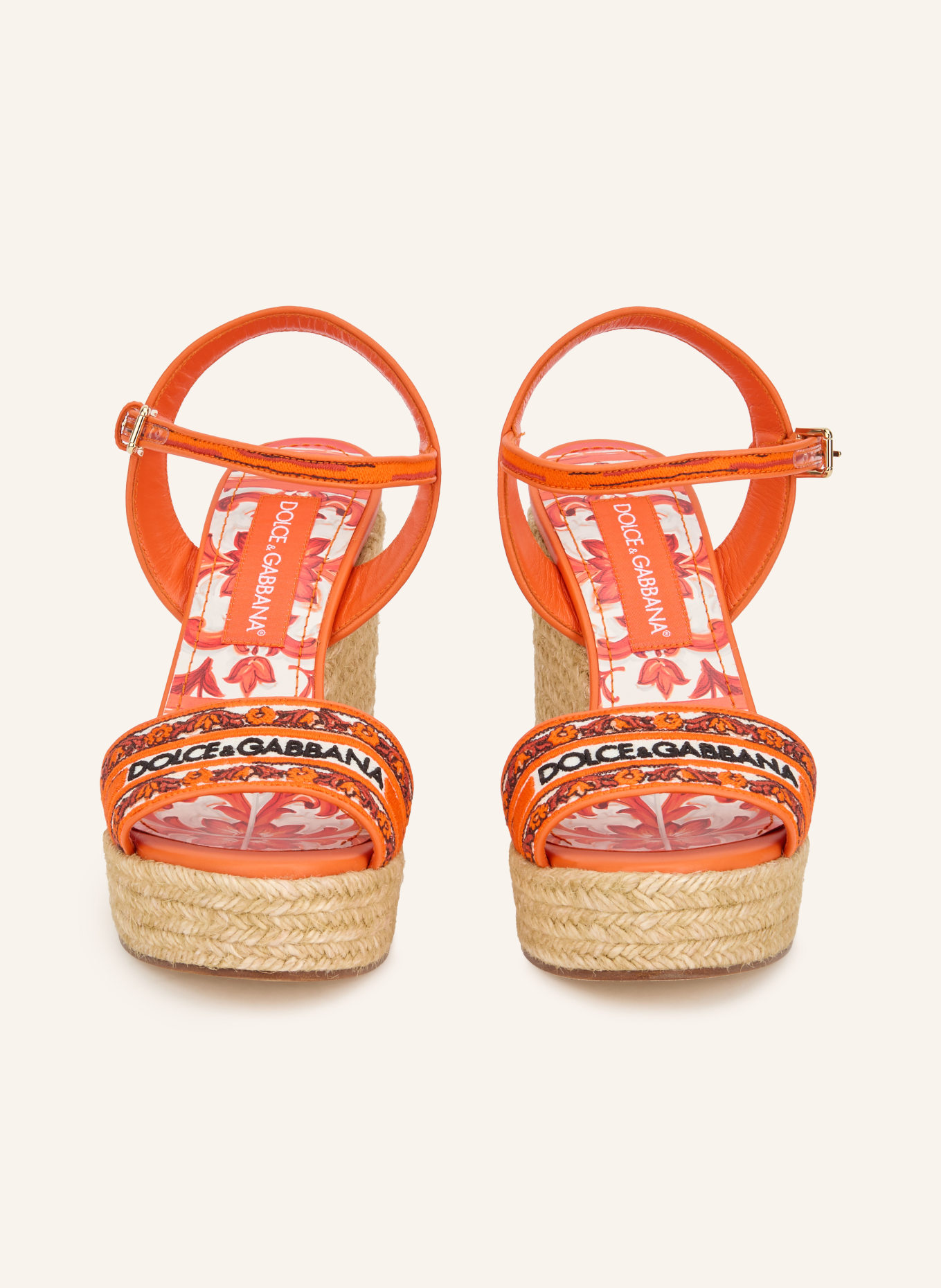 DOLCE & GABBANA Wedges RICAMO: ORANGE / GOLD / WHITE