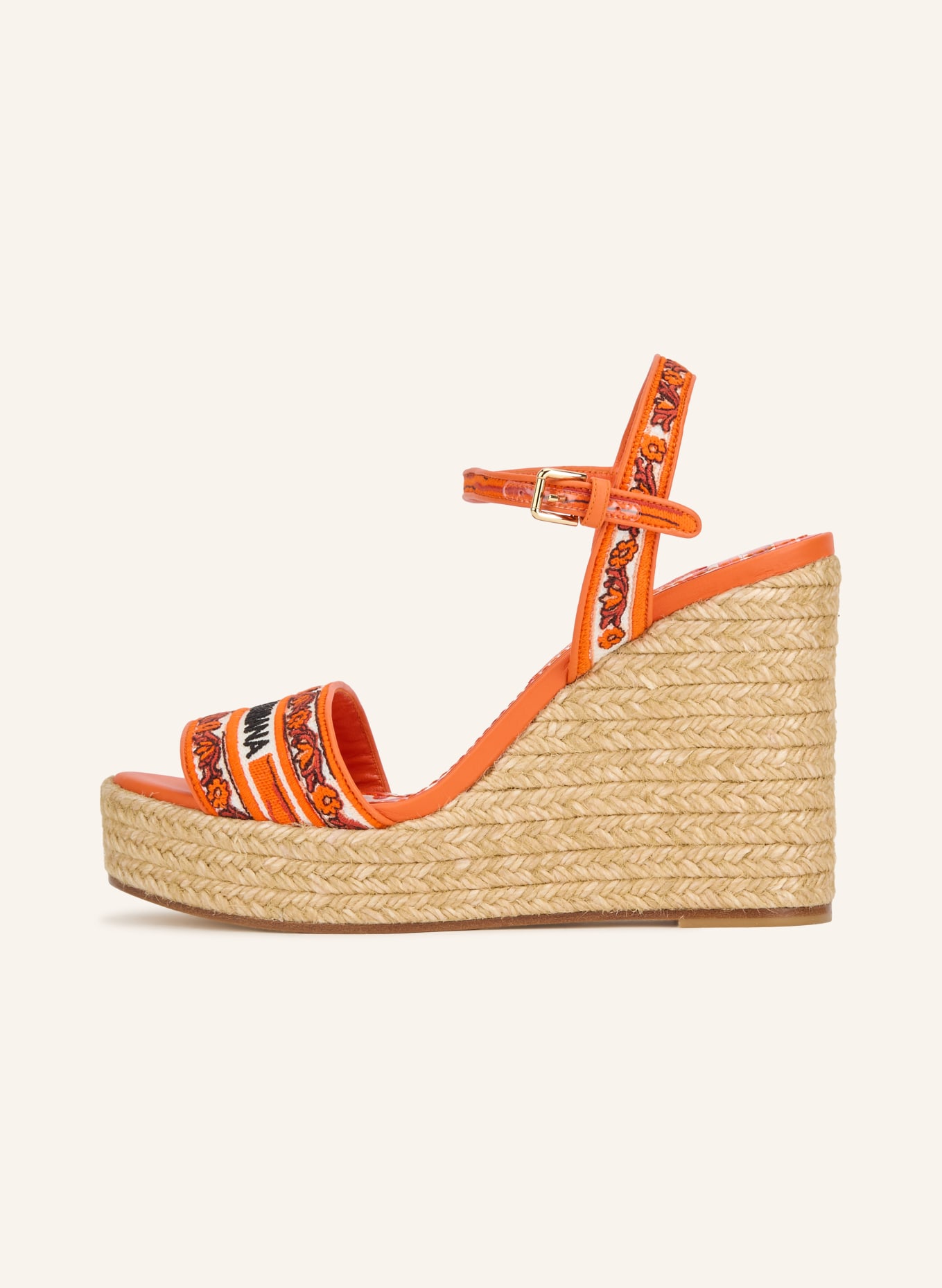 DOLCE & GABBANA Wedges RICAMO: ORANGE / GOLD / WHITE